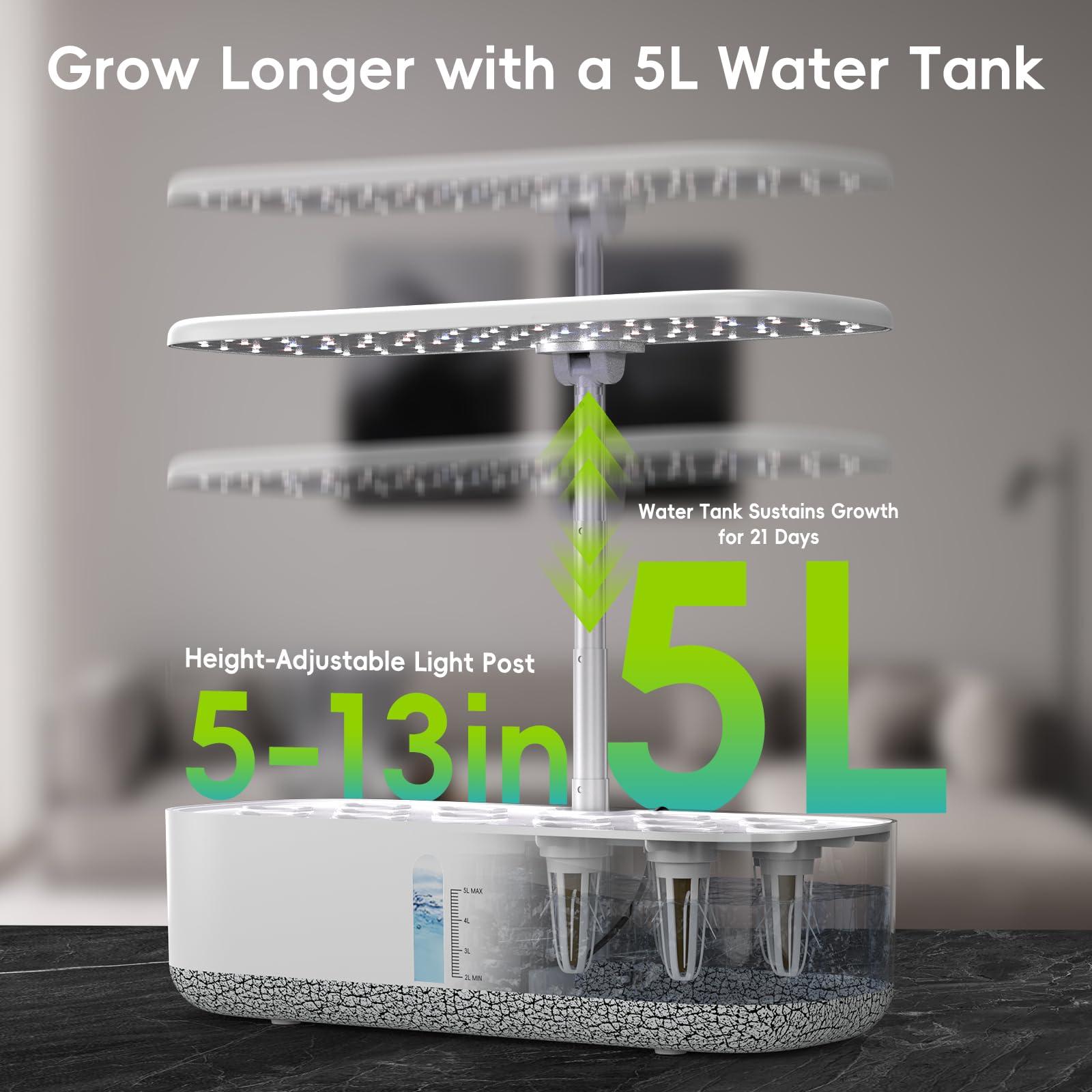 Large Hydroponics Growing System 14 Pods, Indoor Herb Garden with LED Grow Light, 5L Water Tank, Hydroponic Grow Kit with 3 Auto-Timers, Rotatable Light Panel and Child Lock for Home School Gardening - Image 4