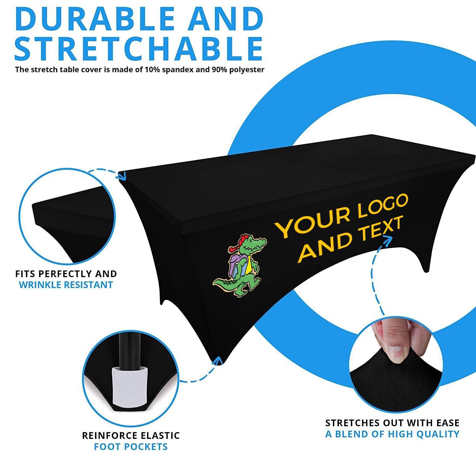 UV CENTER Custom Logo Stretch Spandex Table Cloth with Your Multiple Sizes 4FT 6 FT and 8 FT, Tablecloth Economy (6FT) - Image 3