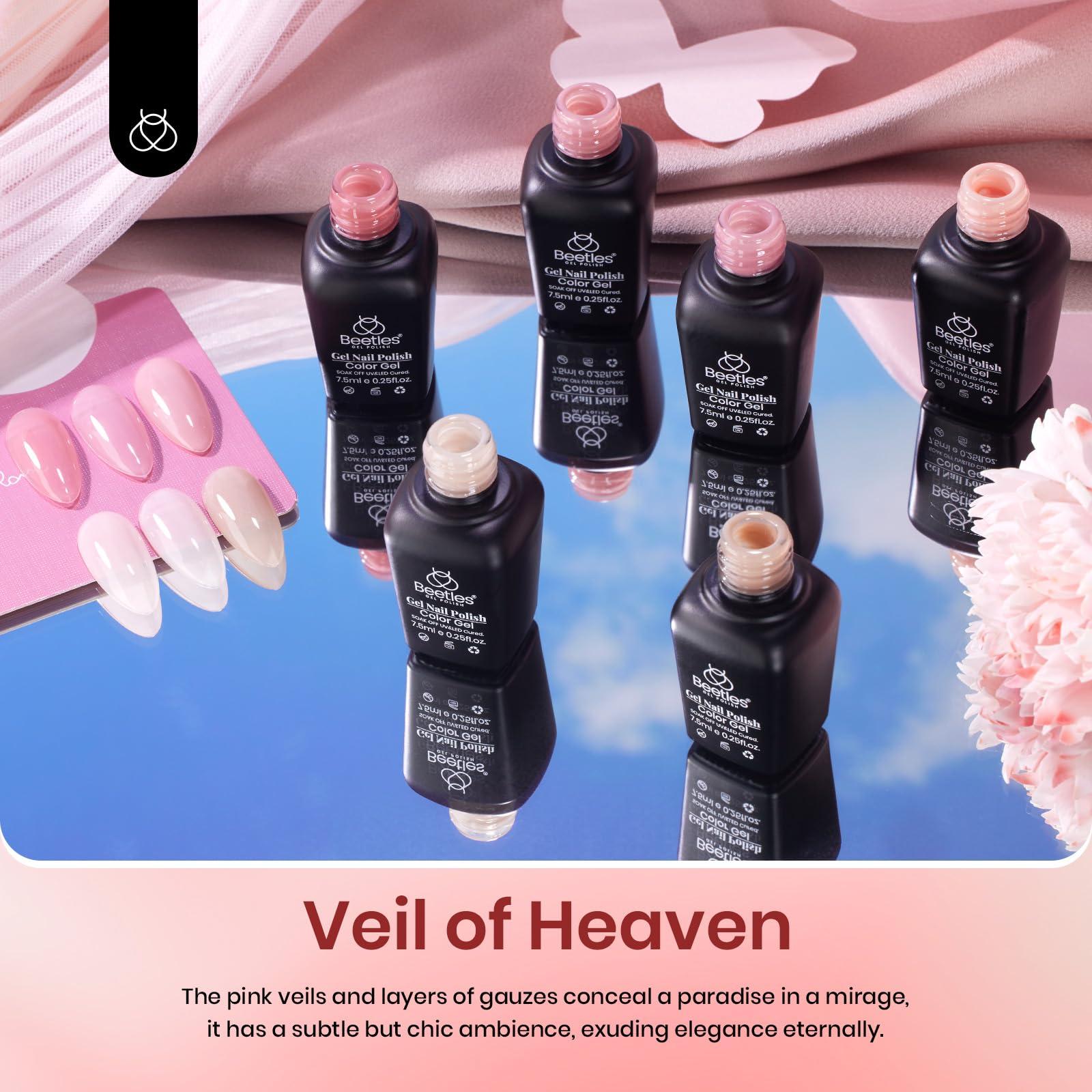 Beetles Jelly Gel Nail Polish Set, 6 Colors Jelly Gel Polish Kit Nude Pink Neutral Nail Art Design Sheer Translucent Gel Nail Kits Soak Off Uv Nail Lamp Cured Nail Manicure Gift for Women - Image 2