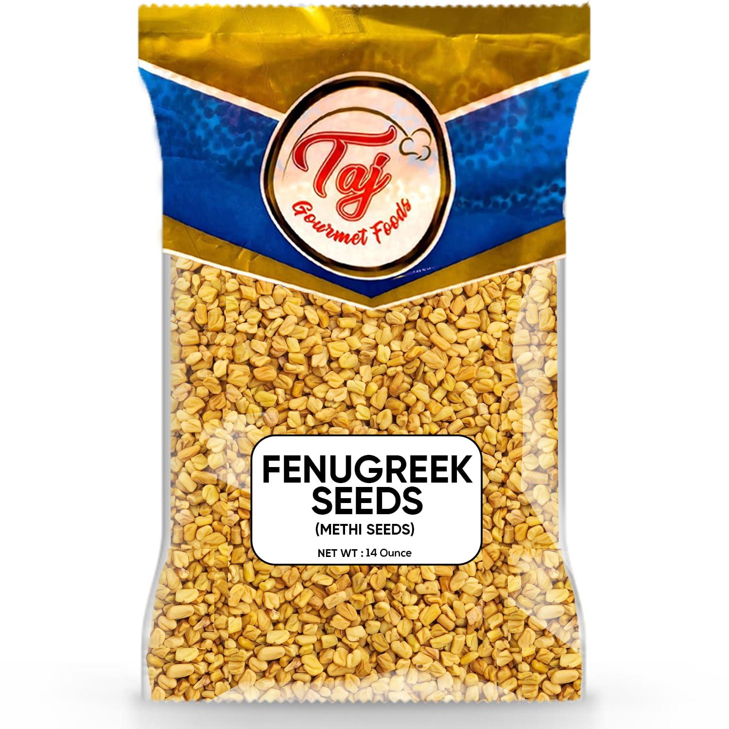 TAJ Premium Indian Methi Seeds, Fenugreek Seeds, Trigonella foenum graecum, (14 Ounce)