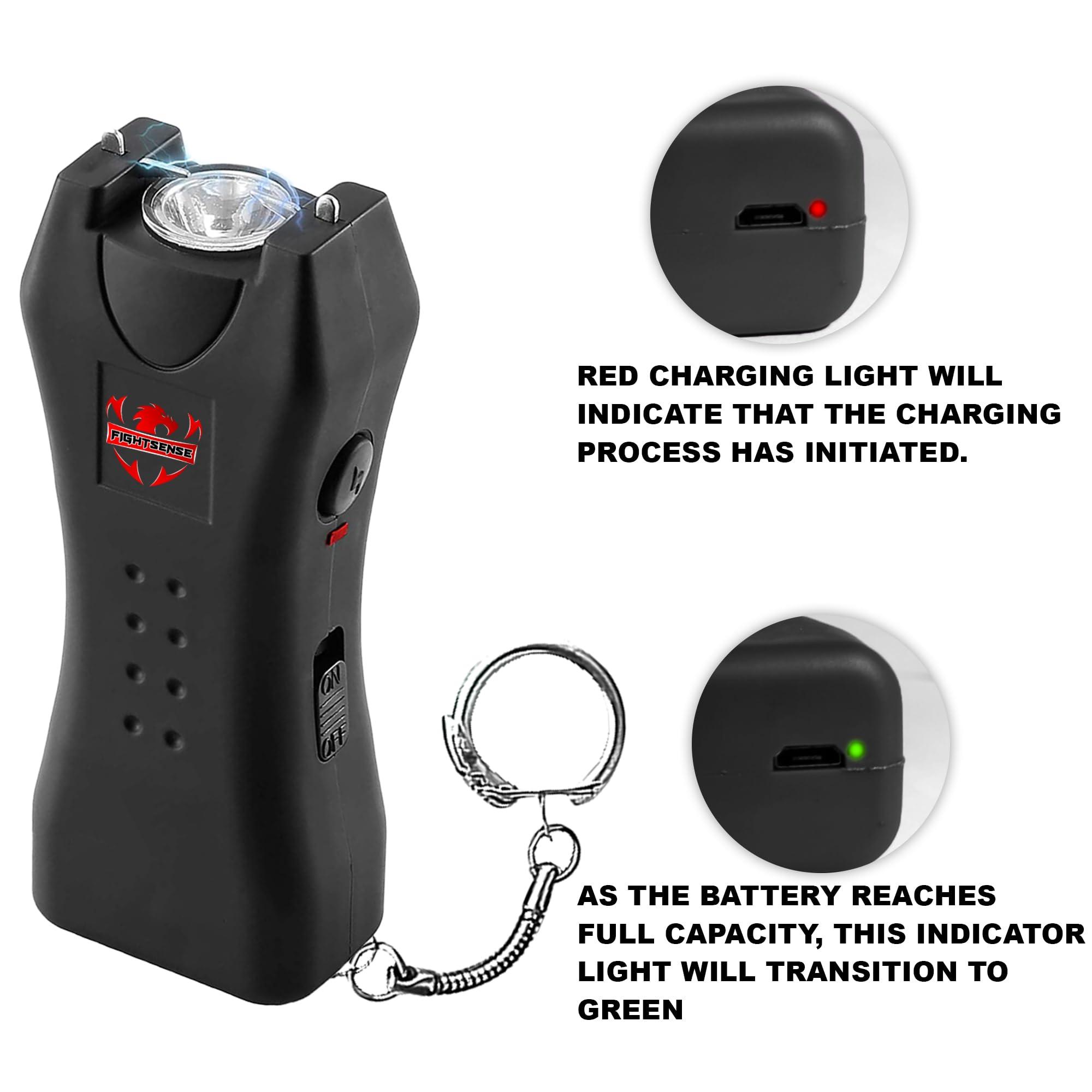 FIGHTSENSE Super Heavy Duty Keychain Stun Gun with Flashlight for Men and Women self Defense Device, Rechargeable Stun Gun, Nylon Holsters - Image 4