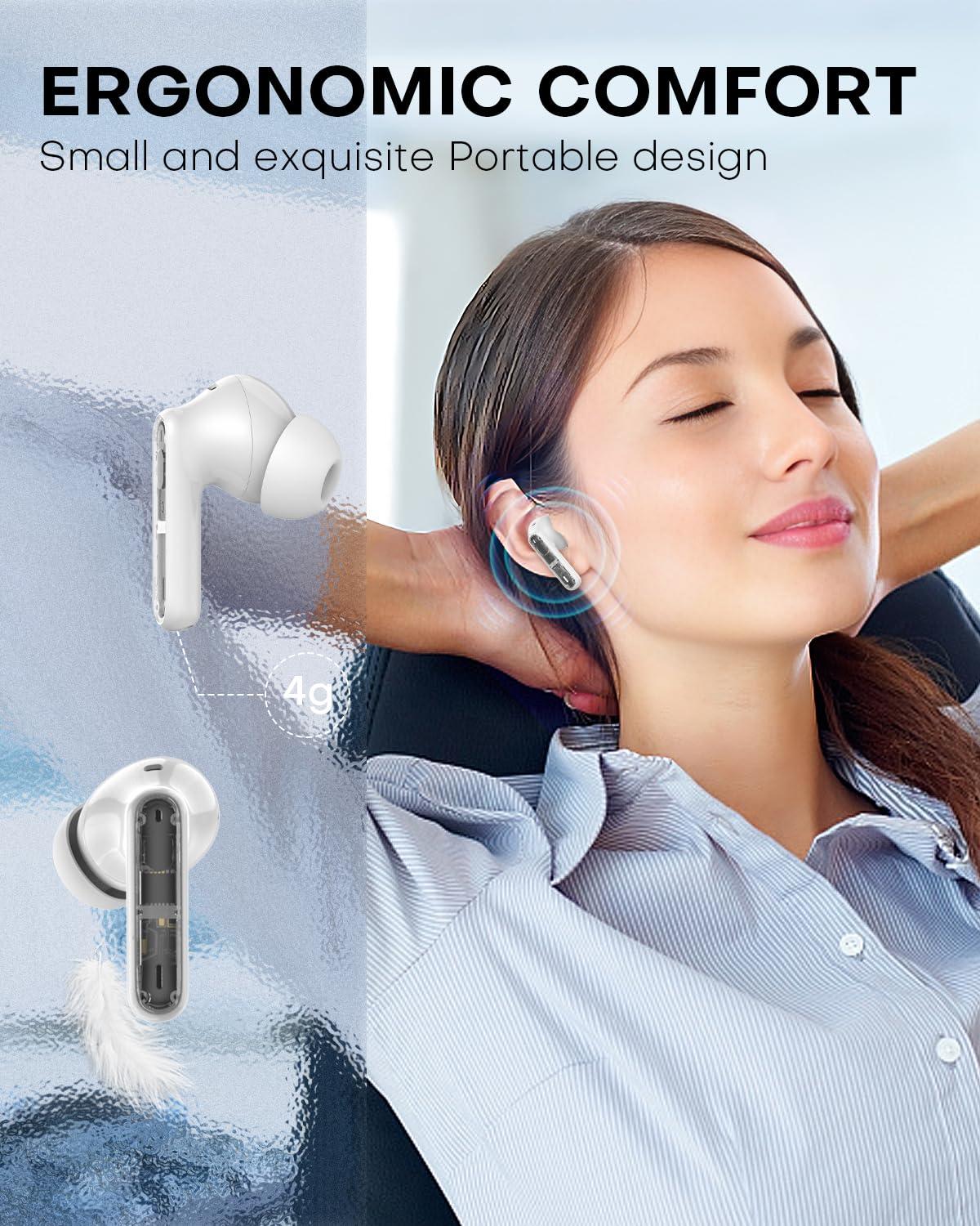 AIgetopANC Wireless Earbuds P1 PRO with Translucent Style, Bluetooth Headphones with Clear Call Mics, IPX7 Waterproof Ear Buds Deep Bass Wireless Earphones, 30H Compatible with Samsung TV Android iOS - Image 8