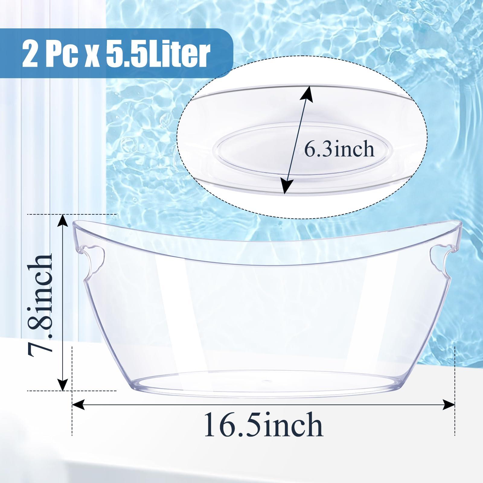 Ice Bucket 2 PCS, Small Ice Buckets for Parties, Mimosa Bar Supplies Beverage Tub and Scoops for Champagne Beer Sparkling Wine Cocktails（5.5L) (Clear) - Image 3
