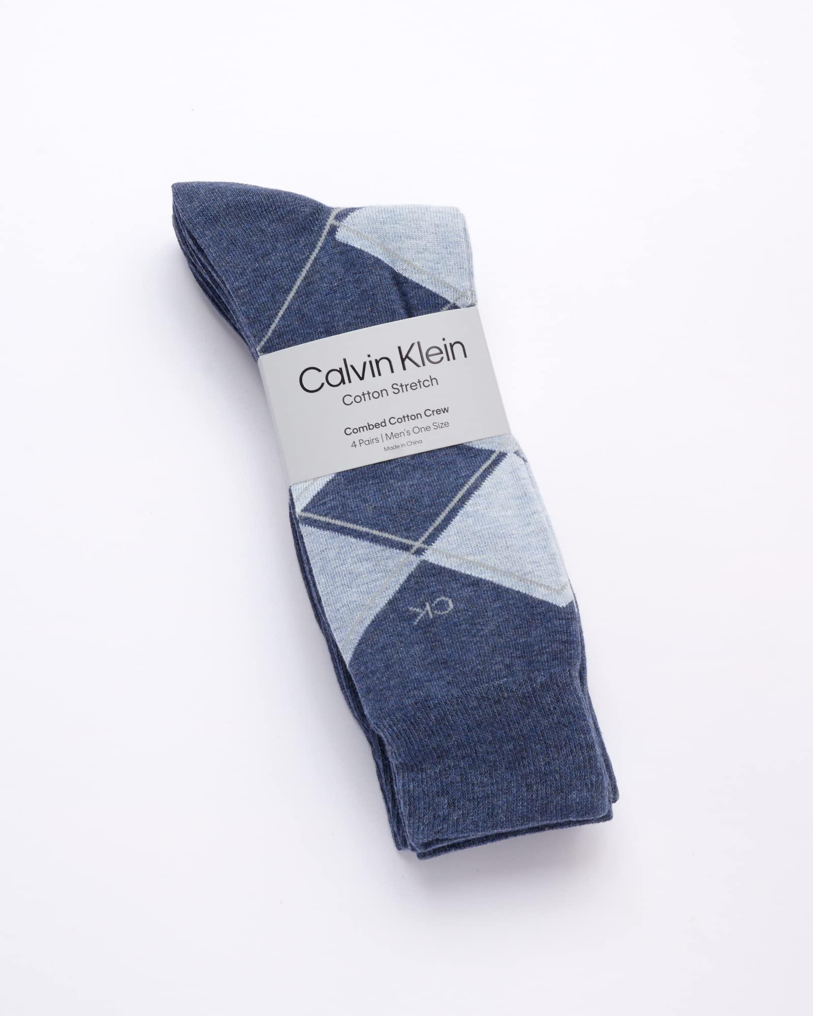 Calvin Klein Men's Dress Socks - Cotton Blend Crew Socks: Patterns and Solids (4 Pack) - Image 2