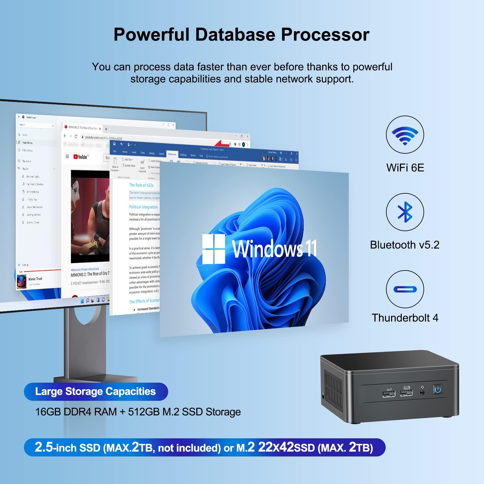 (ASUS NUC) Intel NUC 12 Pro Mini Desktop Computer, Intel Core i5-1240P Mini PC(12C/16T, Up to 4.4GHz) 16GB DDR4 RAM & 512GB PCIe 4.0 NVMe SSD,Iris XE Graphics, WiFi6E/BT5.3/8K/Windows 11 Pro - Image 4