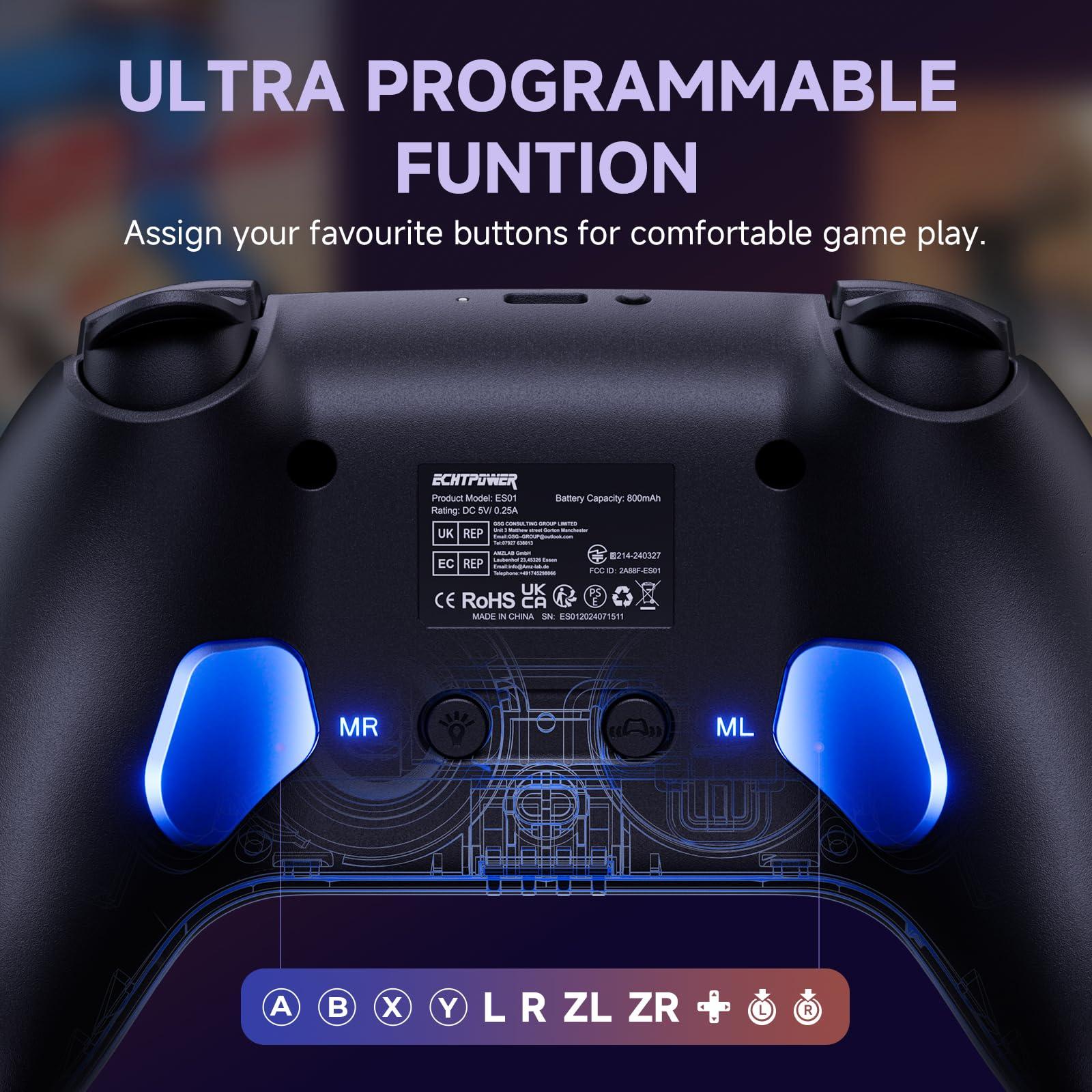 ECHTPower Wireless Switch Controller, Switch pro Controller for Nintendo Switch/Nintendo Switch 2, Gaming Controller with Hall Effect Joysticks, Wake-up, Programmable, 6 Axis Gyro, Turbo - Image 5
