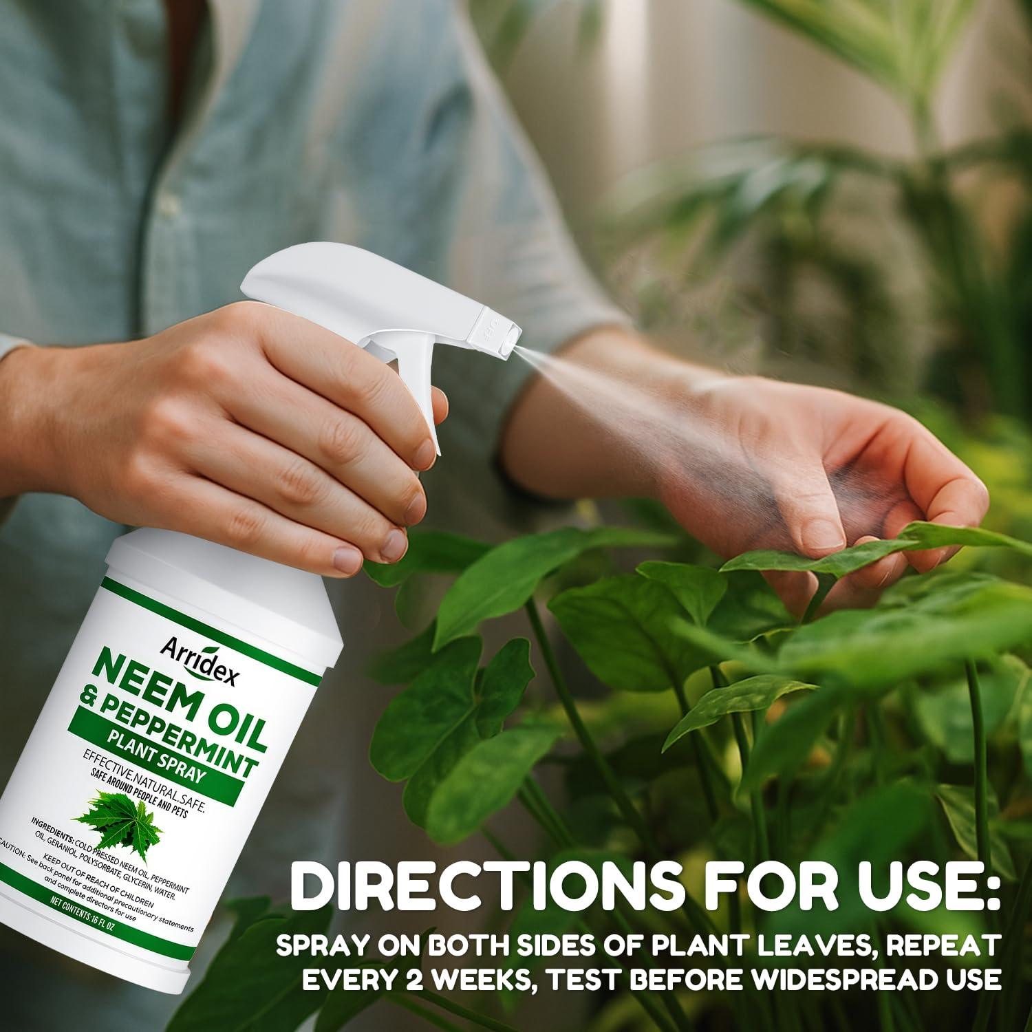 Neem Oil Spray for Plants with Peppermint Oil, Natural Neem Oil Spray for Indoor and Outdoor Plants, Suitable for Organic Gardening (16oz, Pet Safe, Non Toxic) - Image 5
