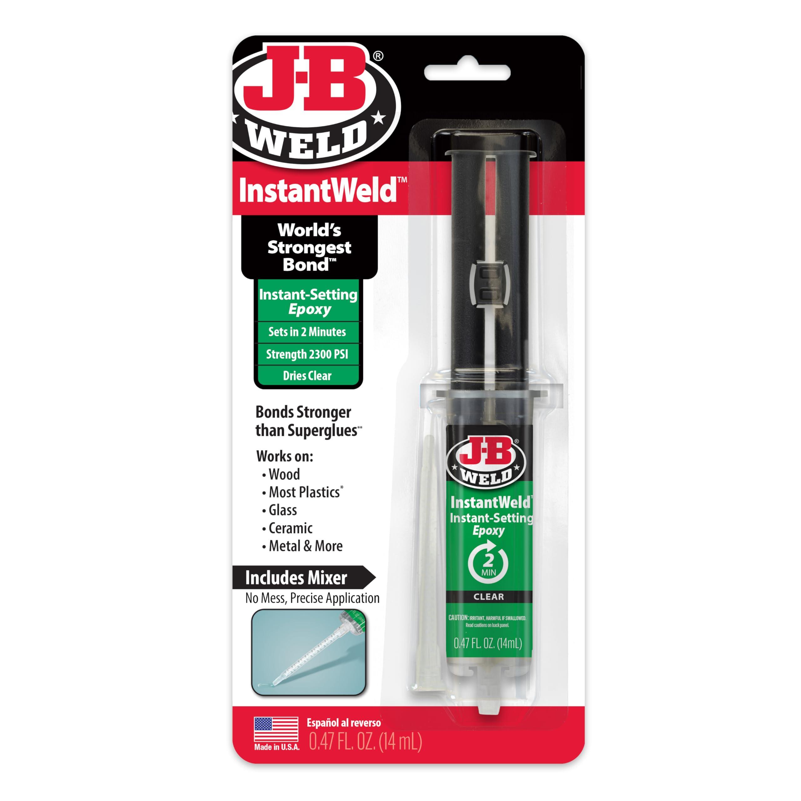 J-B Weld InstantWeld - Clear, 2 Minute Set Epoxy Adhesive, Static Mixer No Mess Application - 14ml