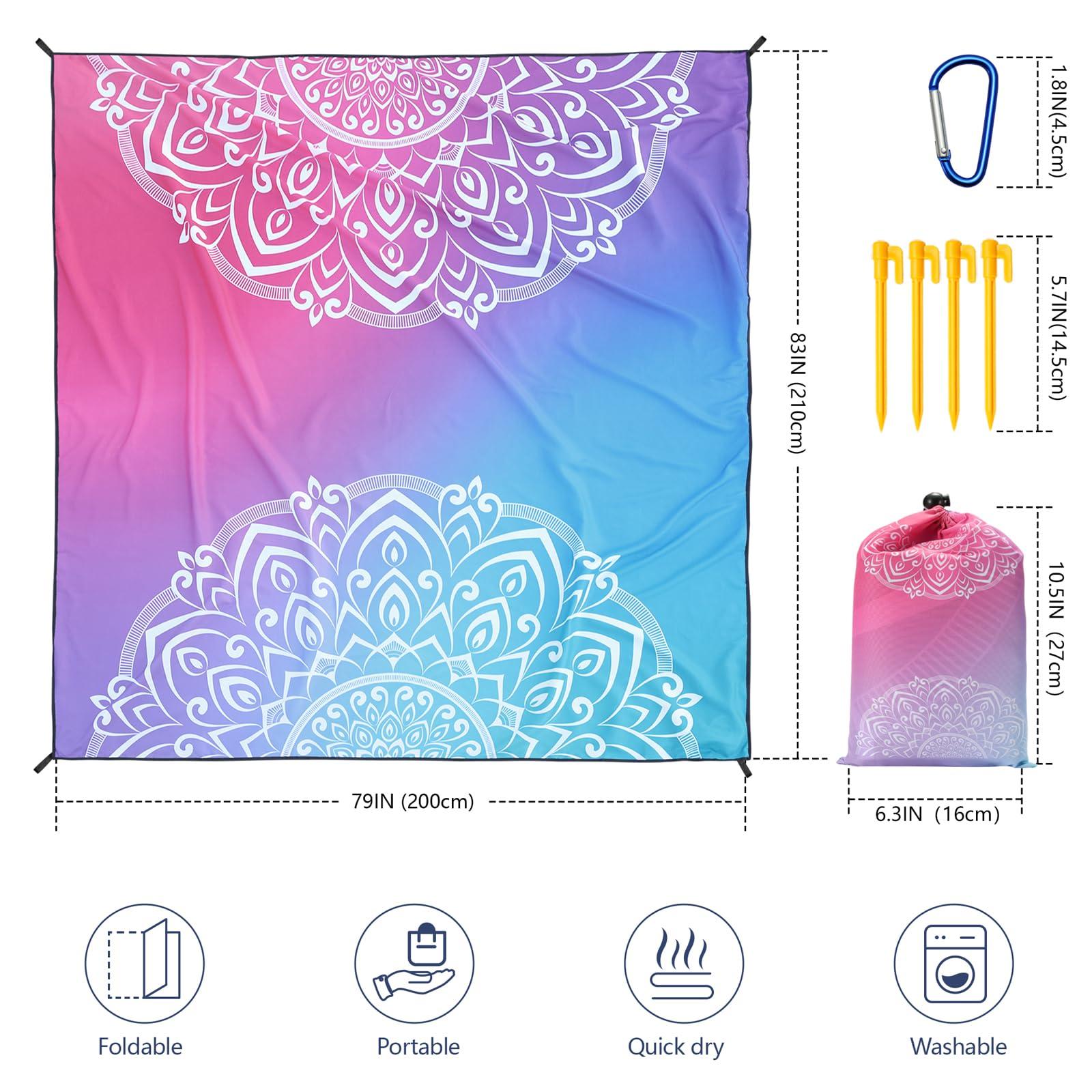 AISPARKY Beach Blanket Waterproof Sandproof, Oversized Large Beach Mat 79" X 83"/120"x108" for 1-8 Adults, Quick Drying&Compact&Lightweight, Picnic Mat Vacation Essentials for Beach Camping Travel - Image 2