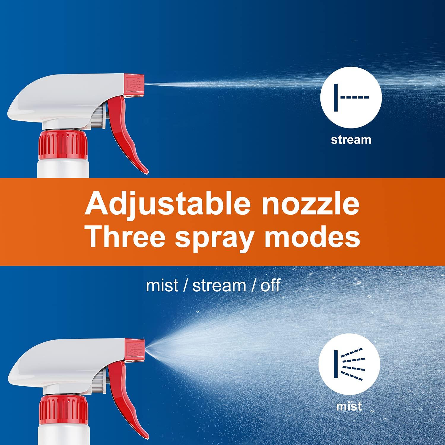 Veco Spray Bottle (5 Pack,16 Oz) with Measurements and Adjustable Nozzle(Mist & Stream Mode), HDPE Plastic Spray Bottles for Cleaning Solution, Household/Commercial/Industrial Use, No Leak and Clog - Image 2