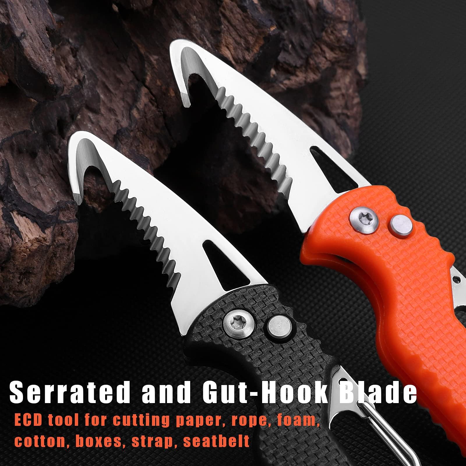 ITOKEY 2 Pack Safety Box Cutter, EDC Seat belt Cutter with 1.1inch Hook Blade, Retractable Package Opener for Wrap, Tape and Strap, Small Keychain Knife, Cool Gadgets for Women Men - Image 3