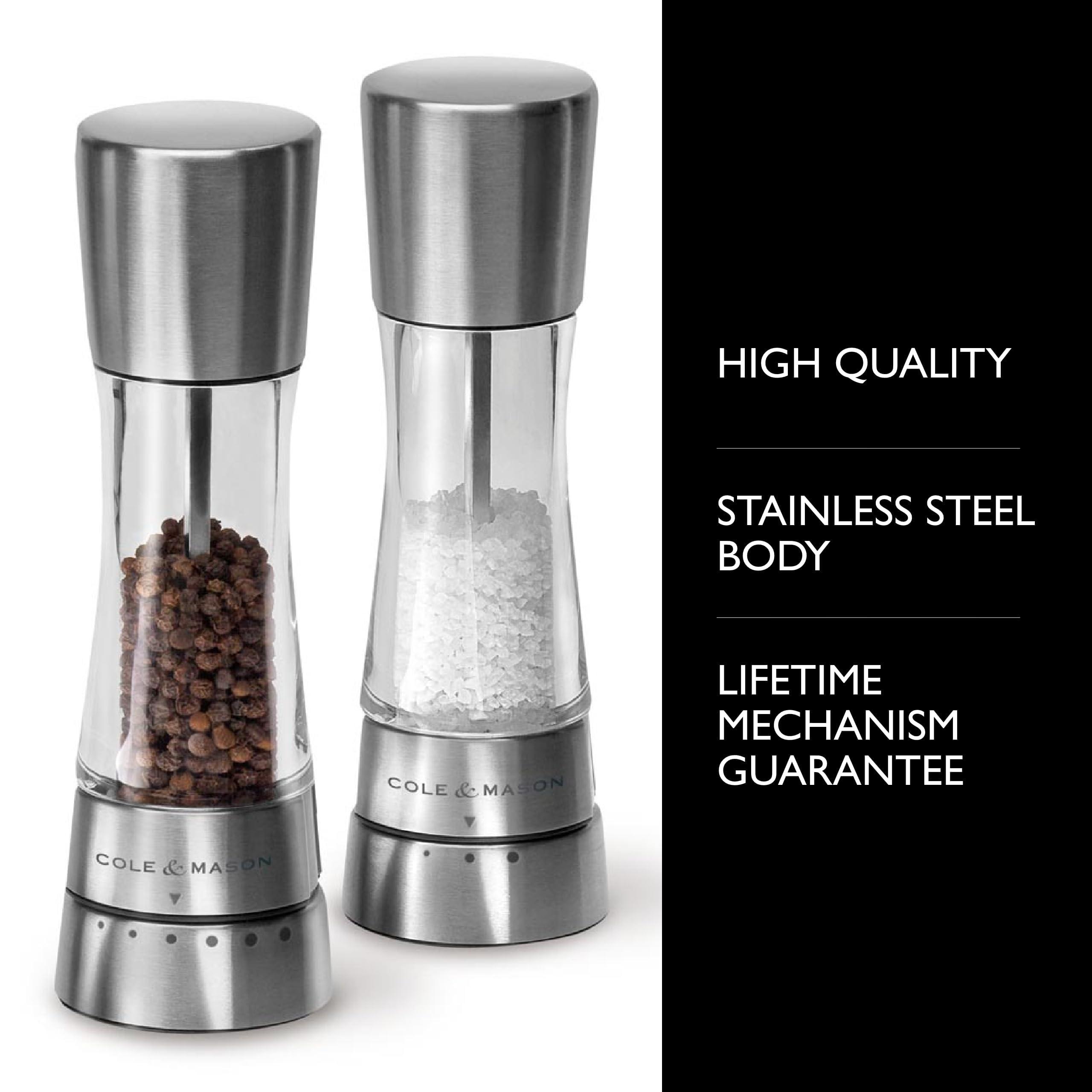 Cole & Mason Derwent Grinder Set - Precision Mechanisms and Sea Salt and Peppercorns - Derwent Salt and Pepper, Stainless Steel - Image 2