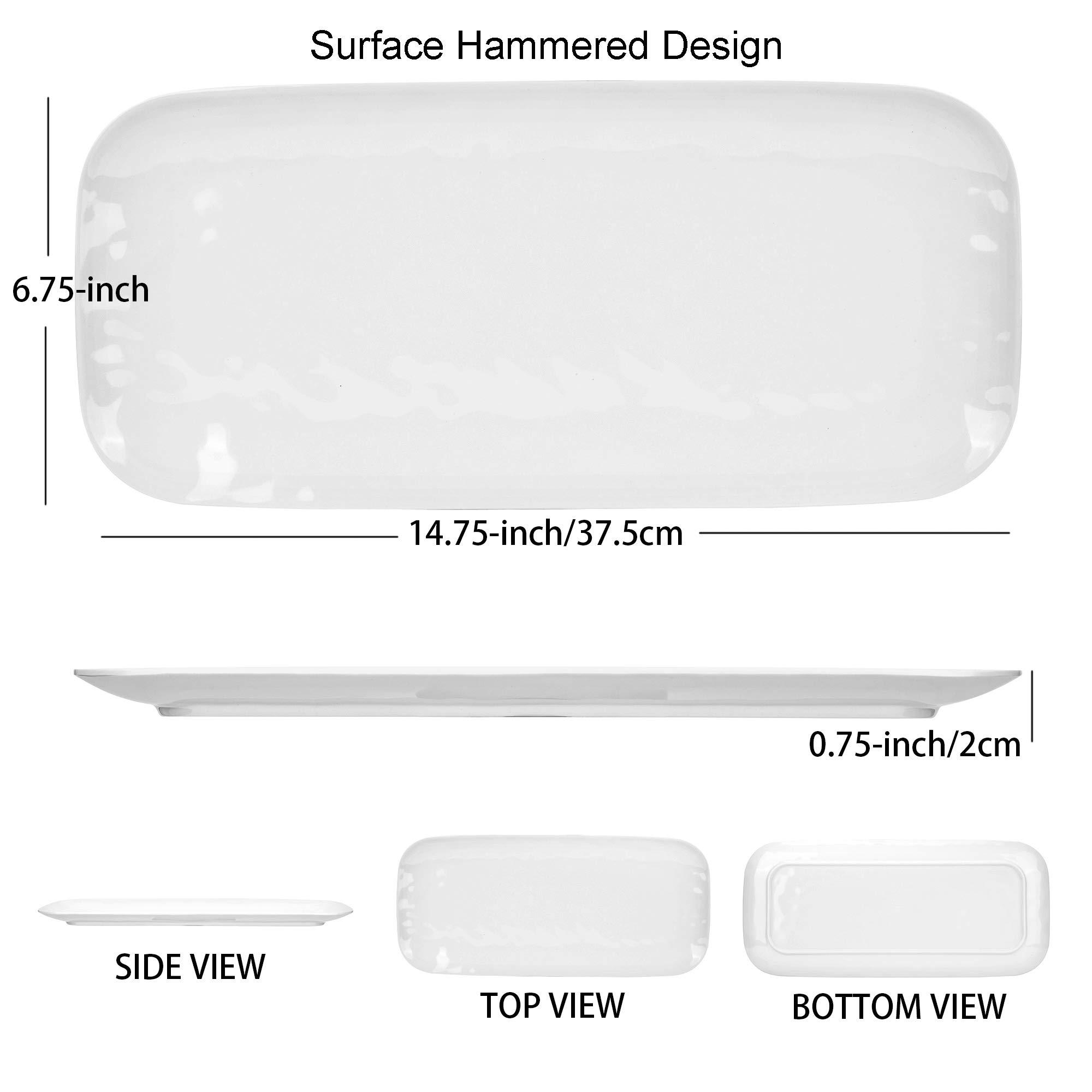 3 Tiered Serving Platter, 3-Piece 14.75" Melamine Tray and Tier Rack, Rectangular Food Display Stand with White Melamine Platters - Serving Trays for Parties - Image 3