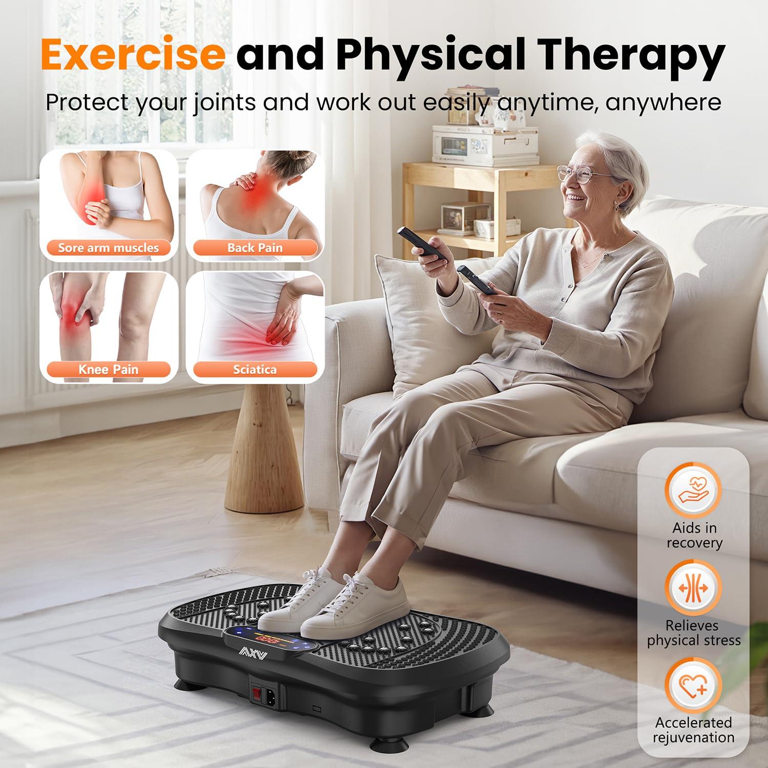 AXV Vibration Plate Fitness Platform Exercise Machine Vibrating Lymphatic Drainage Shaking Full Body Shaker Workout Vibrate Stand Shake Board Sport Gym for Weight Loss Fat Burner for Women Men - Image 7
