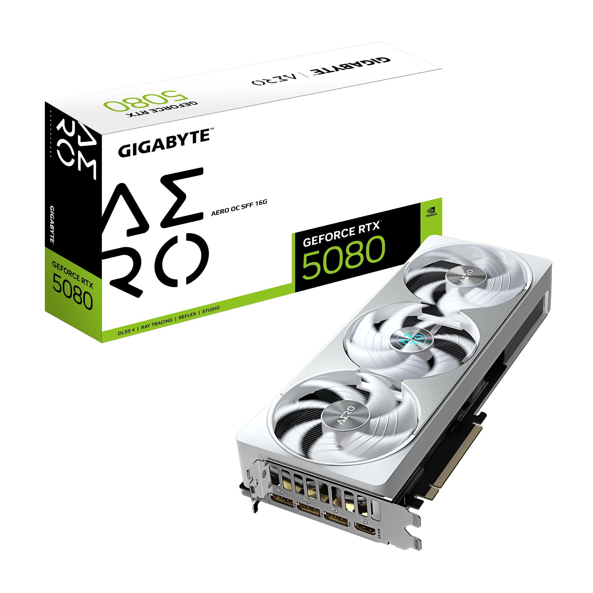 Gigabyte GeForce RTX 5080 AERO OC SFF 16G Graphics Card - 16GB GDDR7, 256 Bit, PCI-E 5.0, 2730MHz Core Clock, 3 x DisplayPort, 1 x HDMI, GV-N5080AERO OC-16GD