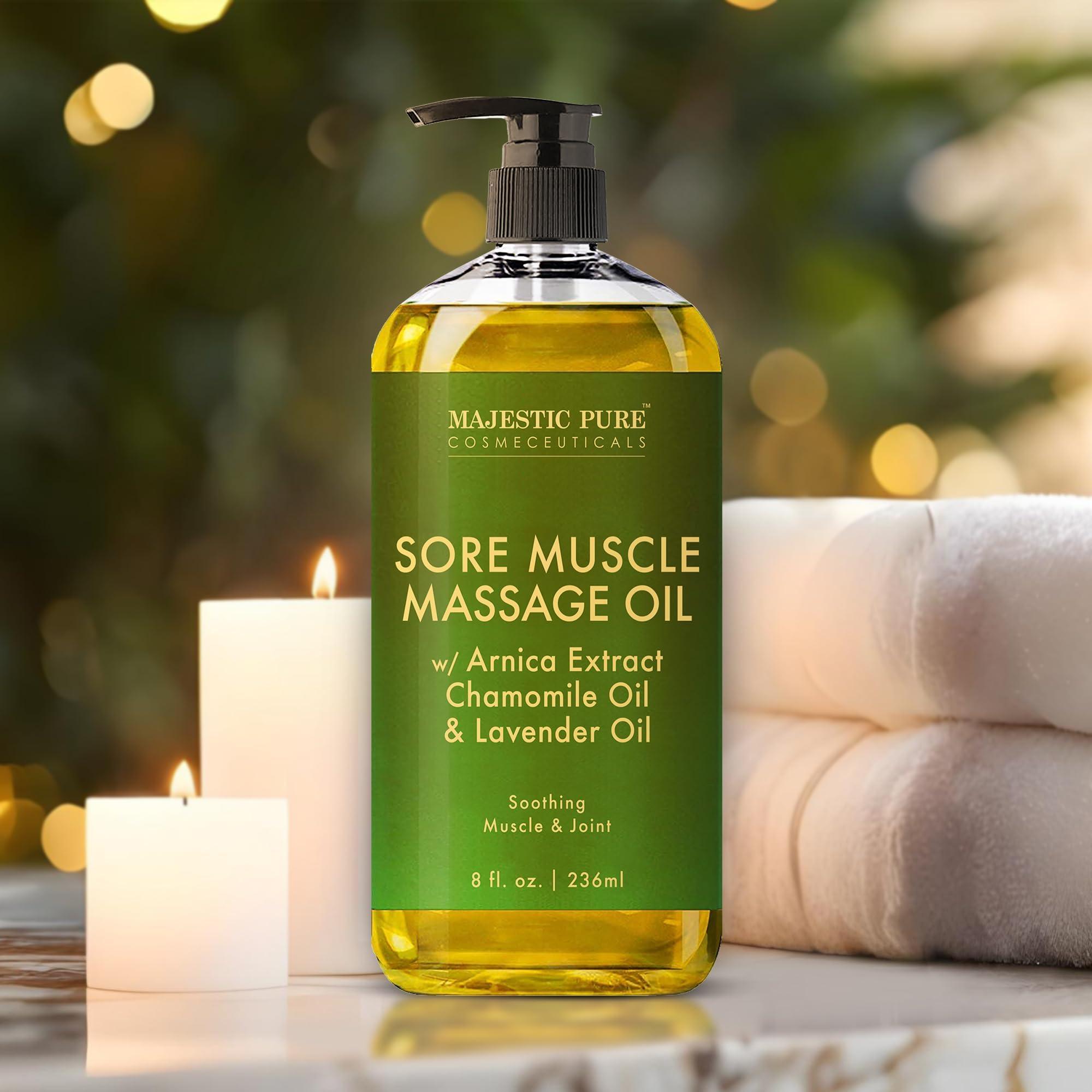 Majestic Pure Arnica Sore Muscle Massage for Massage Therapy - Natural Oil with Lavender and Chamomile Essential Oils - Multipurpose Instant Absorption Full Body Massage Oil - 8 Fl Oz (Pack of 1) - Image 2