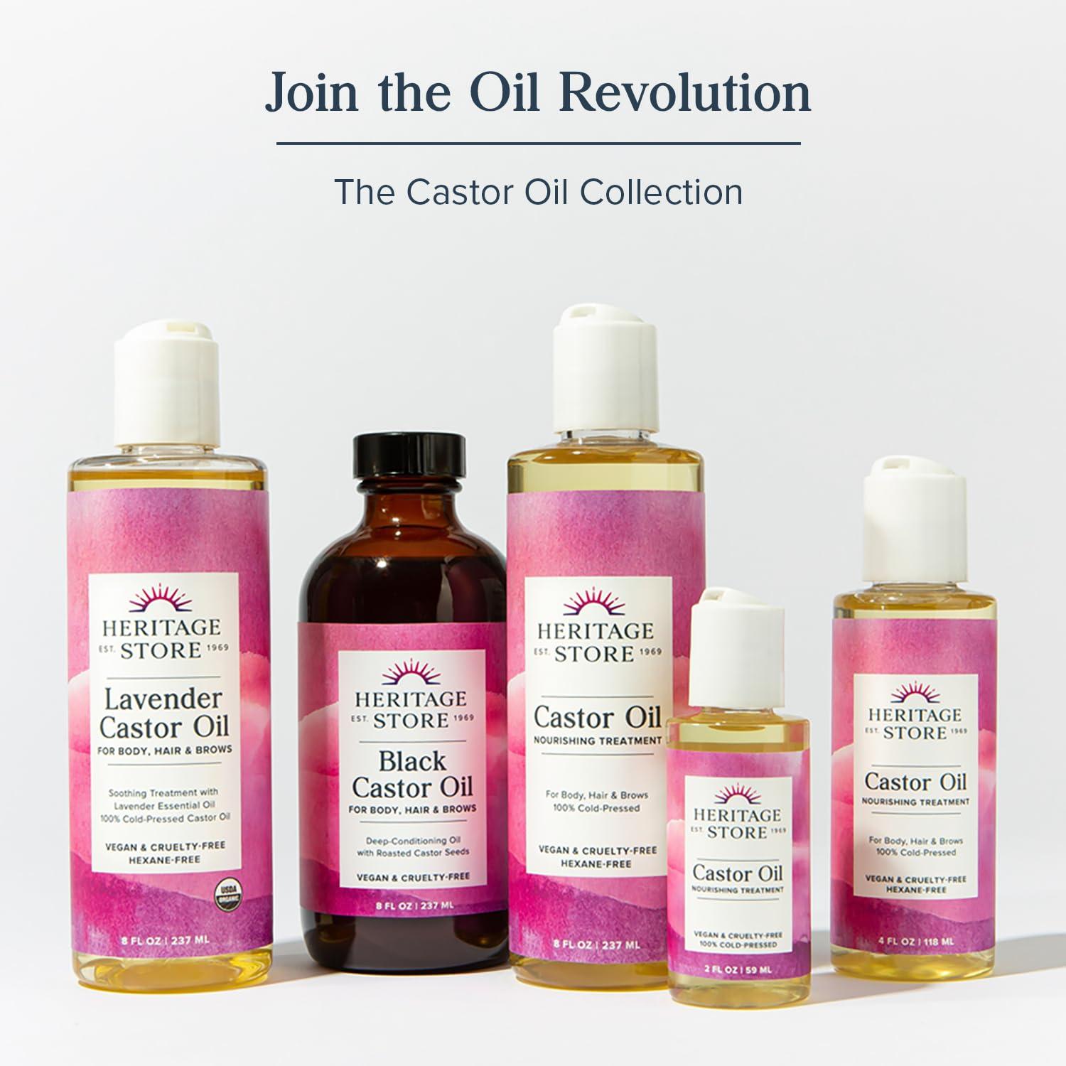 HERITAGE STORE Organic Castor Oil - Glass Bottle - Nourishing Treatment for Hair and Skin - Eyelash Serum for Eyelashes, Brows, Castor Oil Packs - Cold Pressed, Hexane Free, Vegan 16oz - Image 6