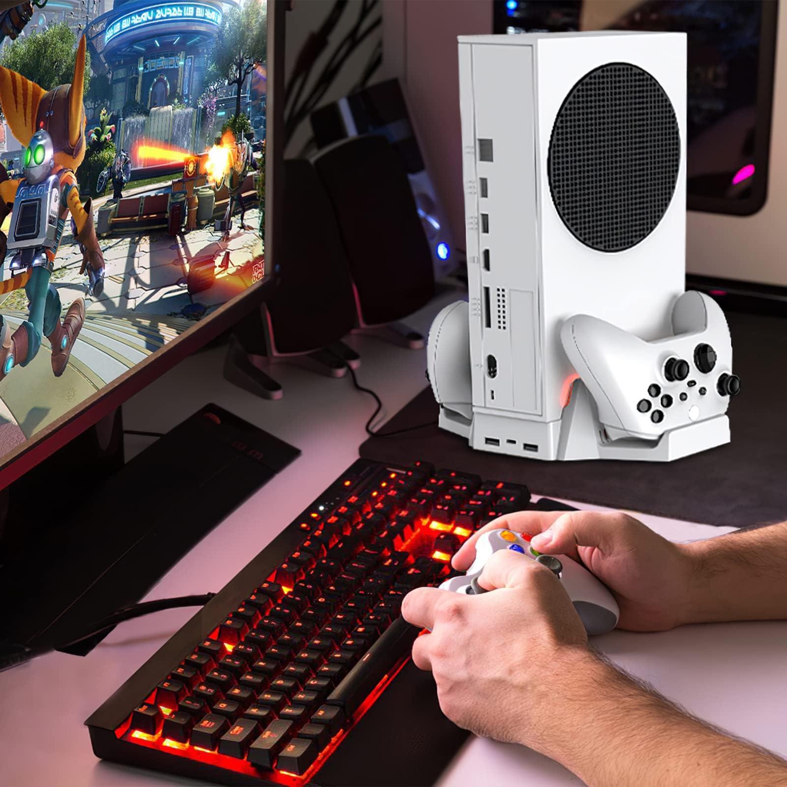 Cooling Stand for Xbox Series S with Dual Cooling Fan 3 Level Adjustable Speed, Dual Controller Charger with LED Indicator USB Port - 2 x 800mAh Rechargeable - Image 2