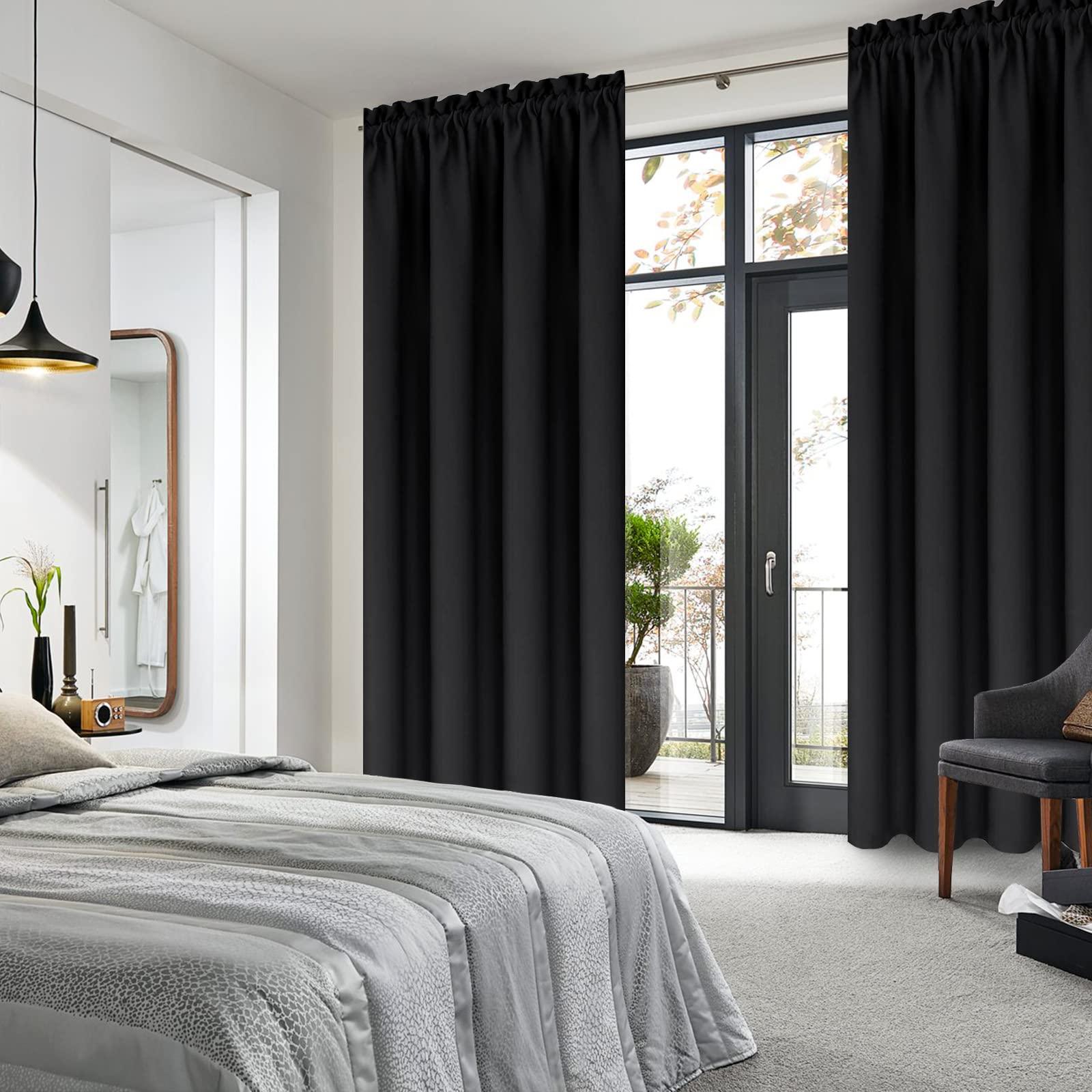 DWCN Blackout Curtains – Thermal Insulated, Energy Saving & Noise Reducing Bedroom and Living Room Curtains, Black, W 42x L 63 Inch, Set of 2 Rod Pocket Curtain Panels - Image 3