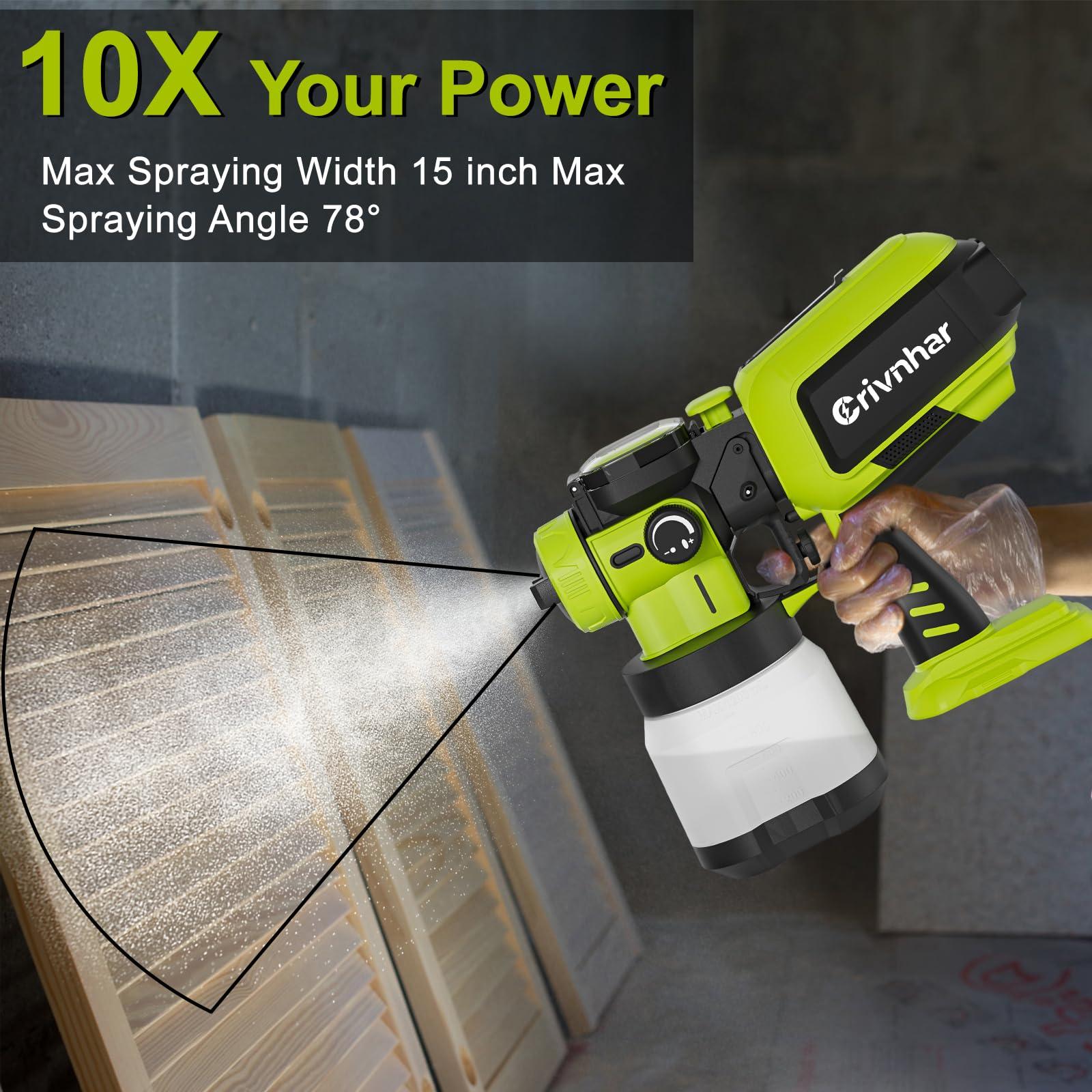 Cordless Paint Sprayer 70000RPM Compatible with Ryobi 18V Battery, 1200mL Handheld HVLP AUTO Paint Sprayer with Brushless Motor for Home Furniture Deck Ceiling Cabinets Fence Door(No Battery) - Image 4