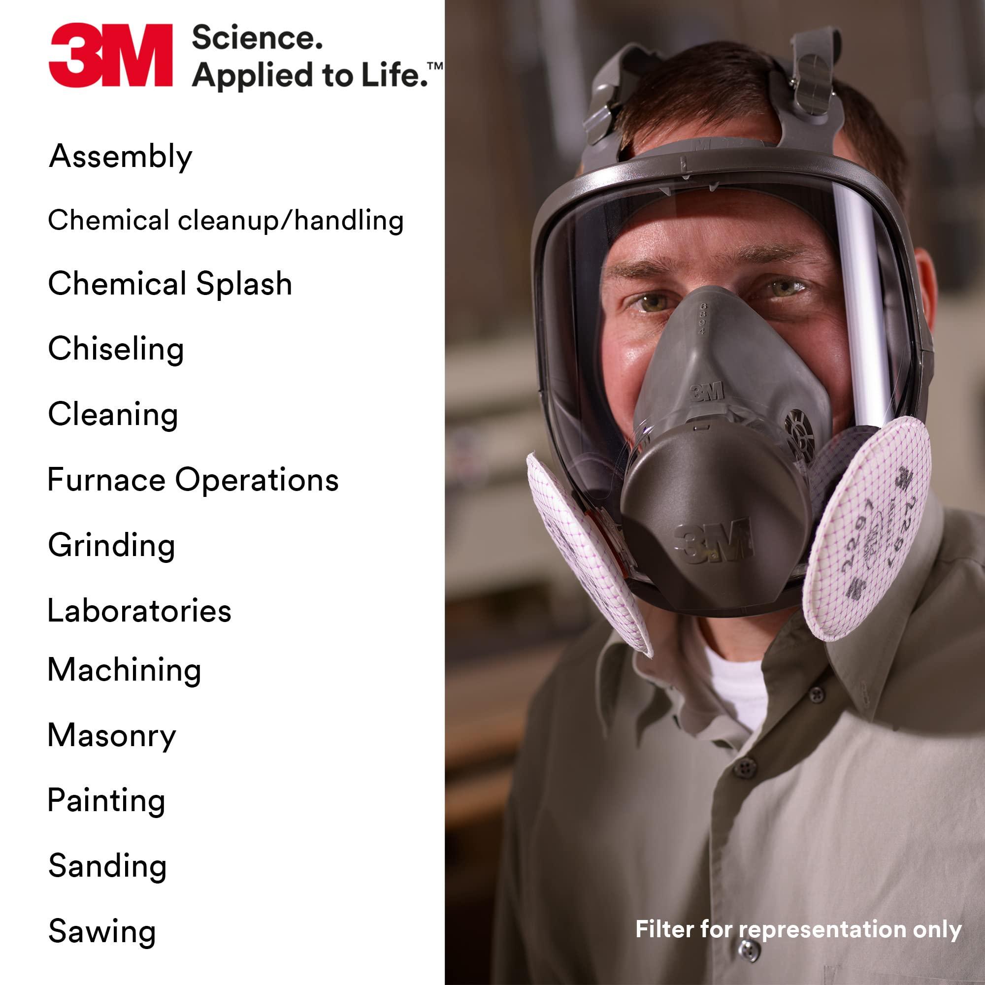 3M Full Facepiece Reusable Respirator 6800, NIOSH, Large Lens, ANSI High Impact Eye Protection, Silicone Face Seal, Four-Point Harness, Comfortable Fit, Painting, Dust, Chemicals, Medium - Image 8