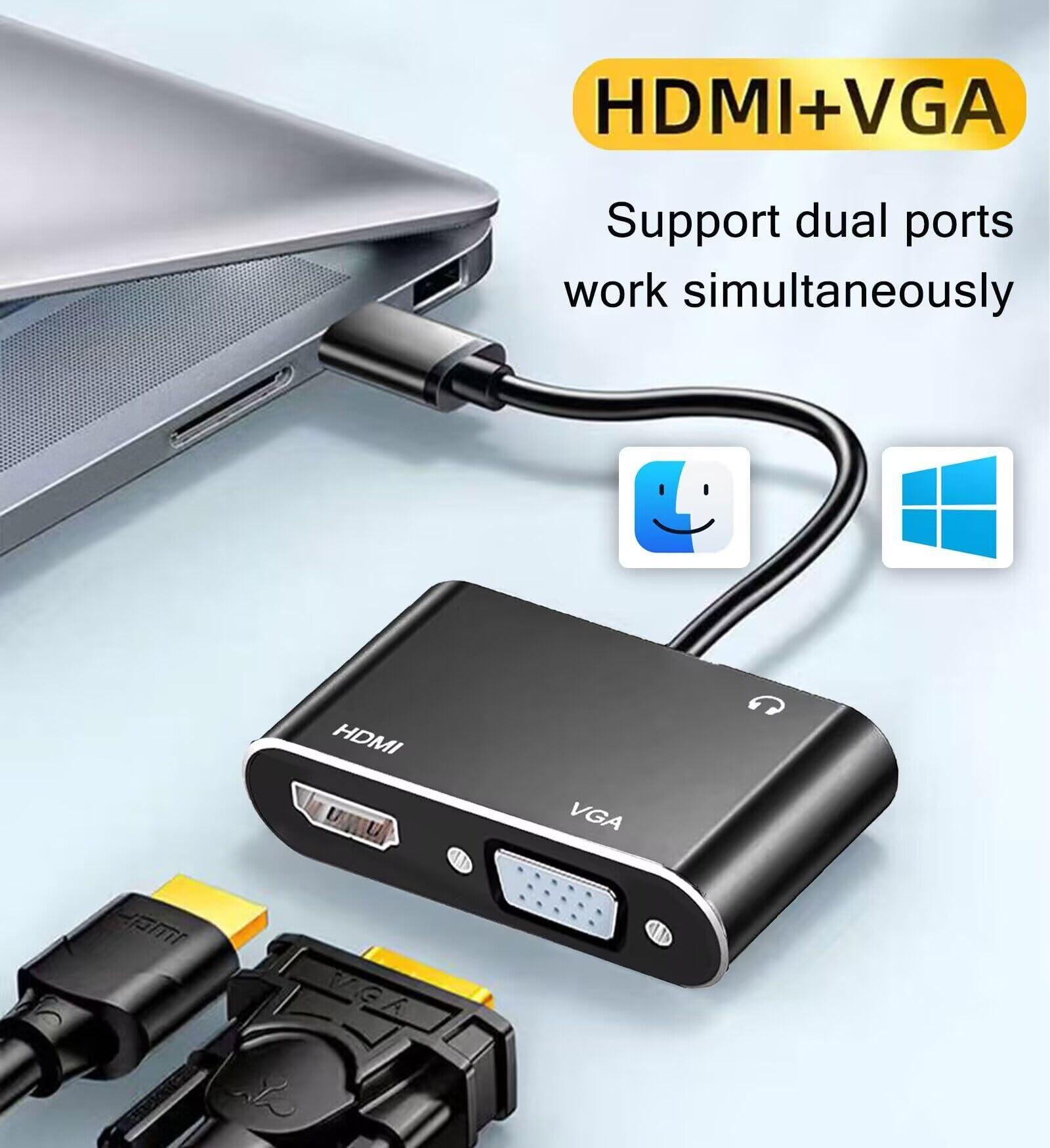 AKWOR USB 3.0 to HDMI VGA Adapter, USB to HDMI USB to VGA Adapter for 2 Monitors, 1920 * 1080P@60HZ Full HD Display Video Converter Comaptible with Windows 7/8/10/11 and Mac OS Systems - Image 2