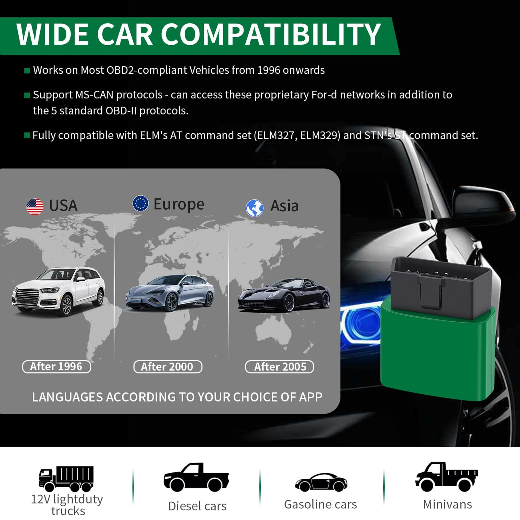 V-gate vLinker FD Bluetooth OBD2 Scanner Diagnostic Tool, Car Code Readers & Scan Tools for Android & Windows (Not iOS), Wireless OBD2 Adapter Auto All System Diagnostic to Check Engine Light - Image 5