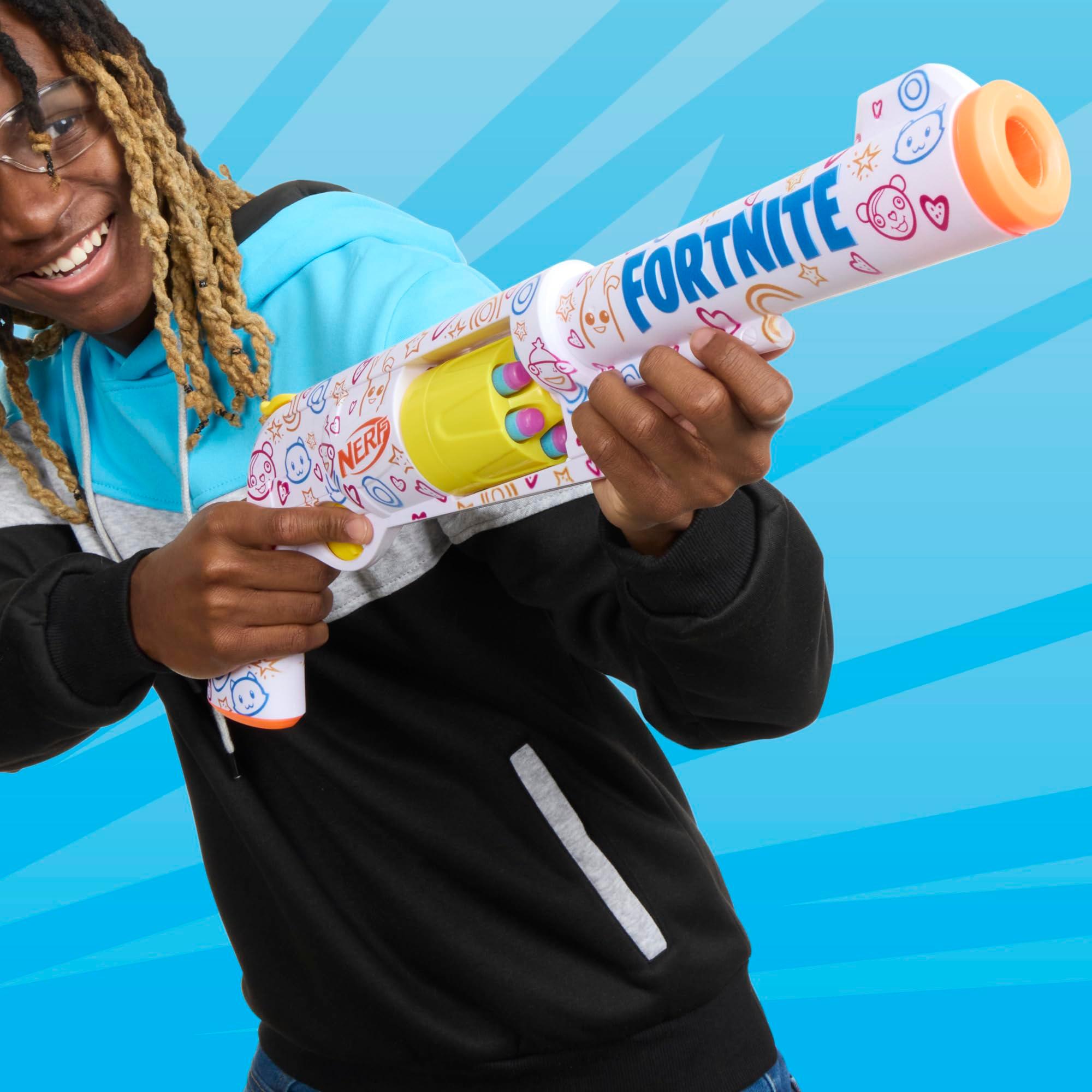 Nerf Fortnite Frenz 4 Ever Blaster, Bonus Code to Unlock Frenz 4 Ever Wrap in The Game, 6 Elite Darts, 6-Dart Drum, Fortnite Gifts - Image 2