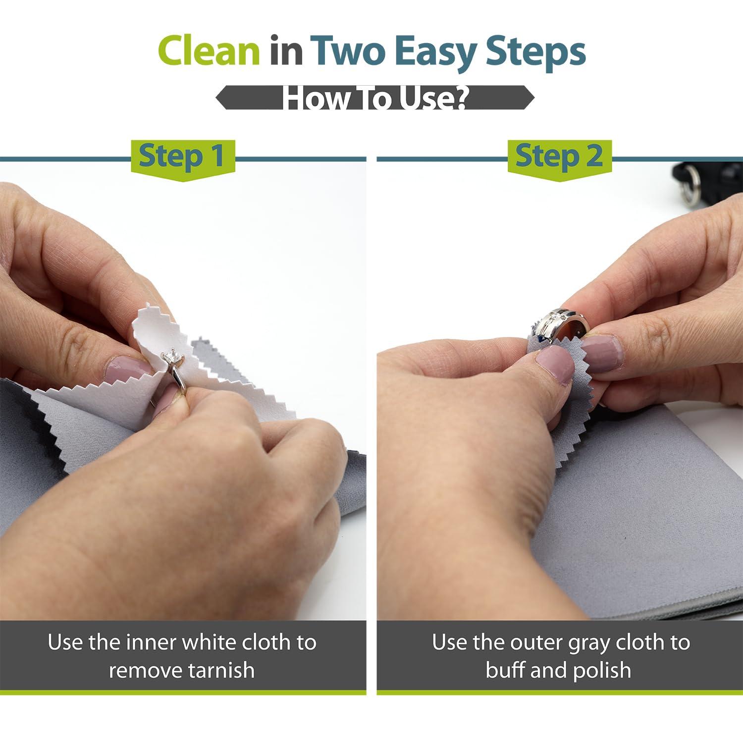 GreatShield Double-Sided Professional Jewelry Cleaning Cloth (2-Pack), 4-Ply Multi-Layer Polishing Cloth 20x28cm, Eco Friendly Pure Cotton for Sterling Silver, Gold, Platinum - Image 5
