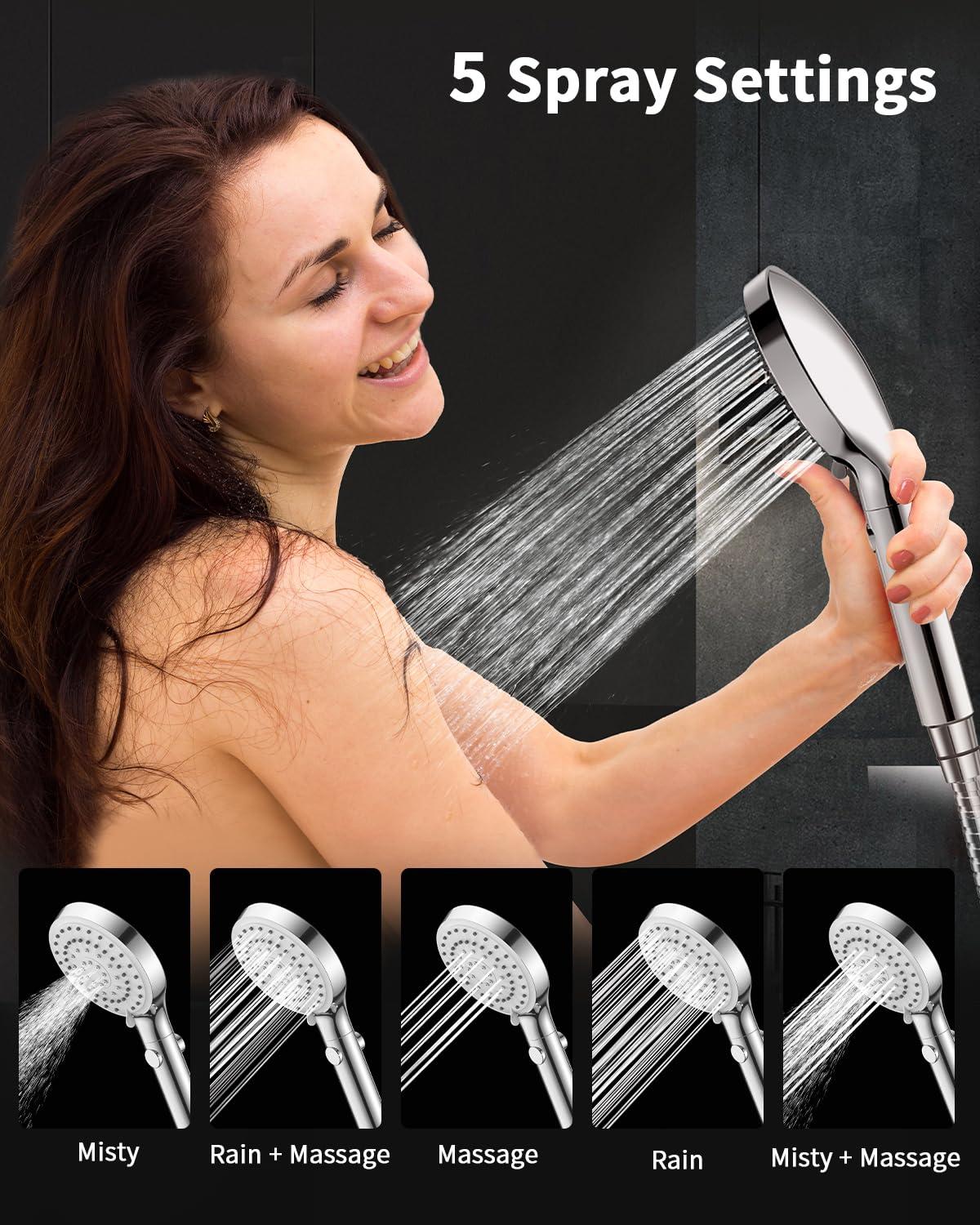 FASDUNT Shower Head with Handheld, High Pressure Handheld Shower Head with 80" Extra Long Stainless Steel Hose & Adjustable Bracket, Showerhead with ON/OFF Switch for Pets Bath - Image 5