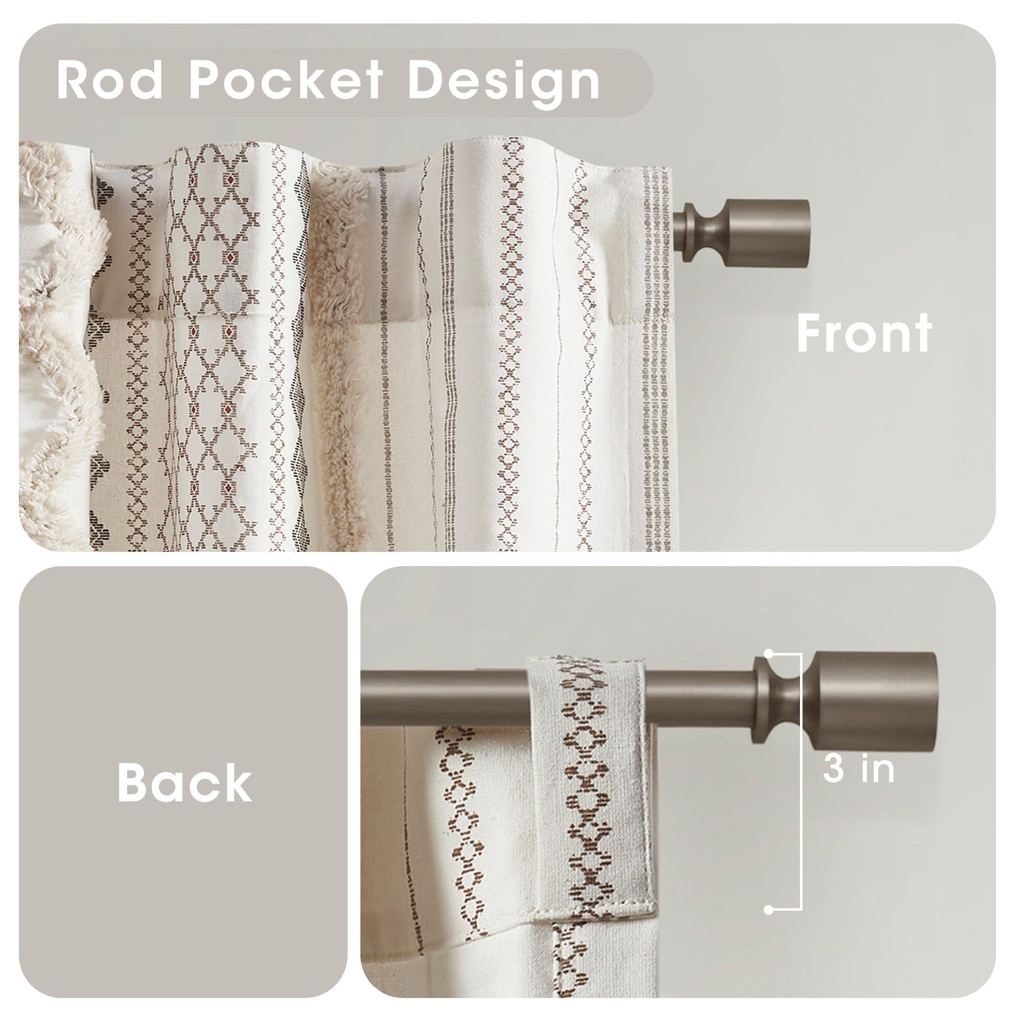 INK+IVY Imani 100% Cotton SINGLE PANEL Curtain Tufted Chenille Stripe Geometric Print Mid-Century Look Rod Pocket Top Drape for Living Room, Privacy Window Treatment for Bedroom, 50" x 84", Ivory - Image 5