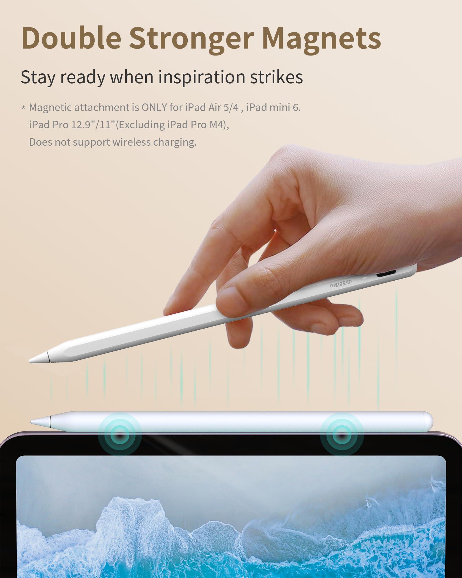 Metapen Pencil A8 for Apple iPad 2018-2025, (2X Faster Charge), Tilt Sensitivity, Pixel Precision, Stylus Pen for iPad 11/10/9/8/7/6th Gen, Pro 12.9/11/13-inch M4, Air 3/4/5/M2/M3, Mini 5/6th, White - Image 6