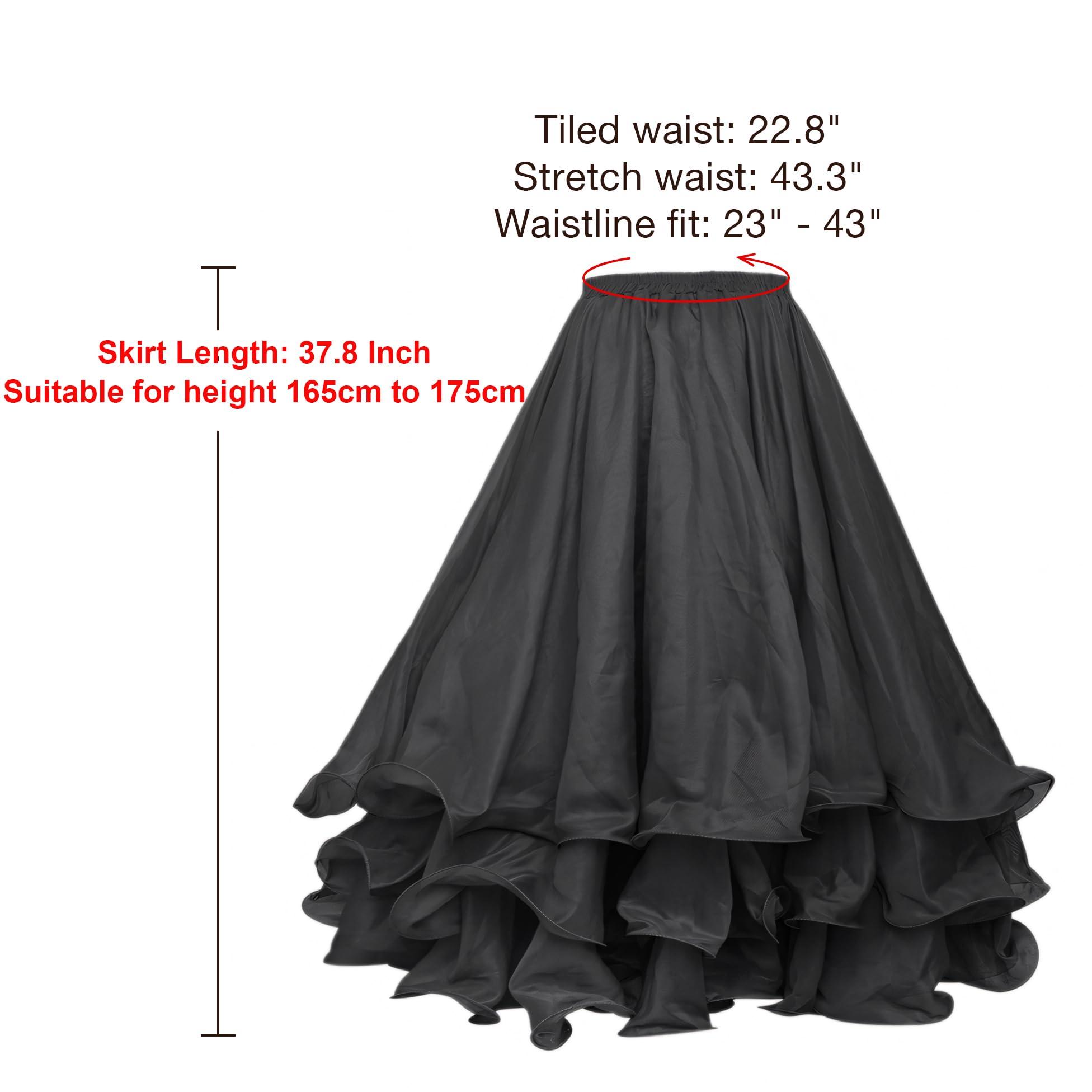 BellyLady Belly Dance Skirt Halloween Tribal Chiffon Tiered Maxi Full Skirt 37.8 Inch Length - Image 6