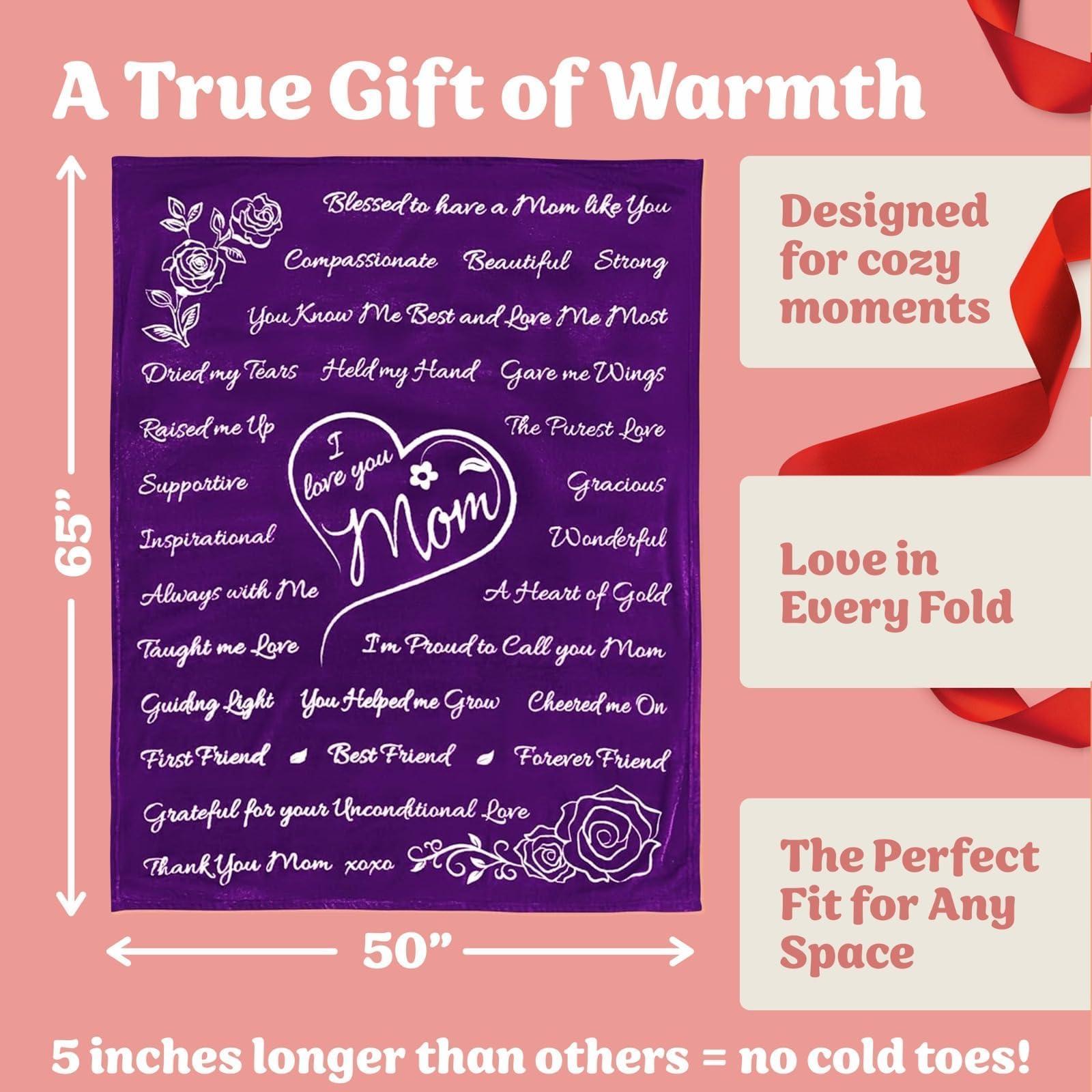 Birthday Gifts for Mom from Daughter-Soft Purple Blanket with Meaningful Words, Sentimental Gift for Women, Cozy Fleece Throw for Mom’s Birthday or Special Occasions - Image 2