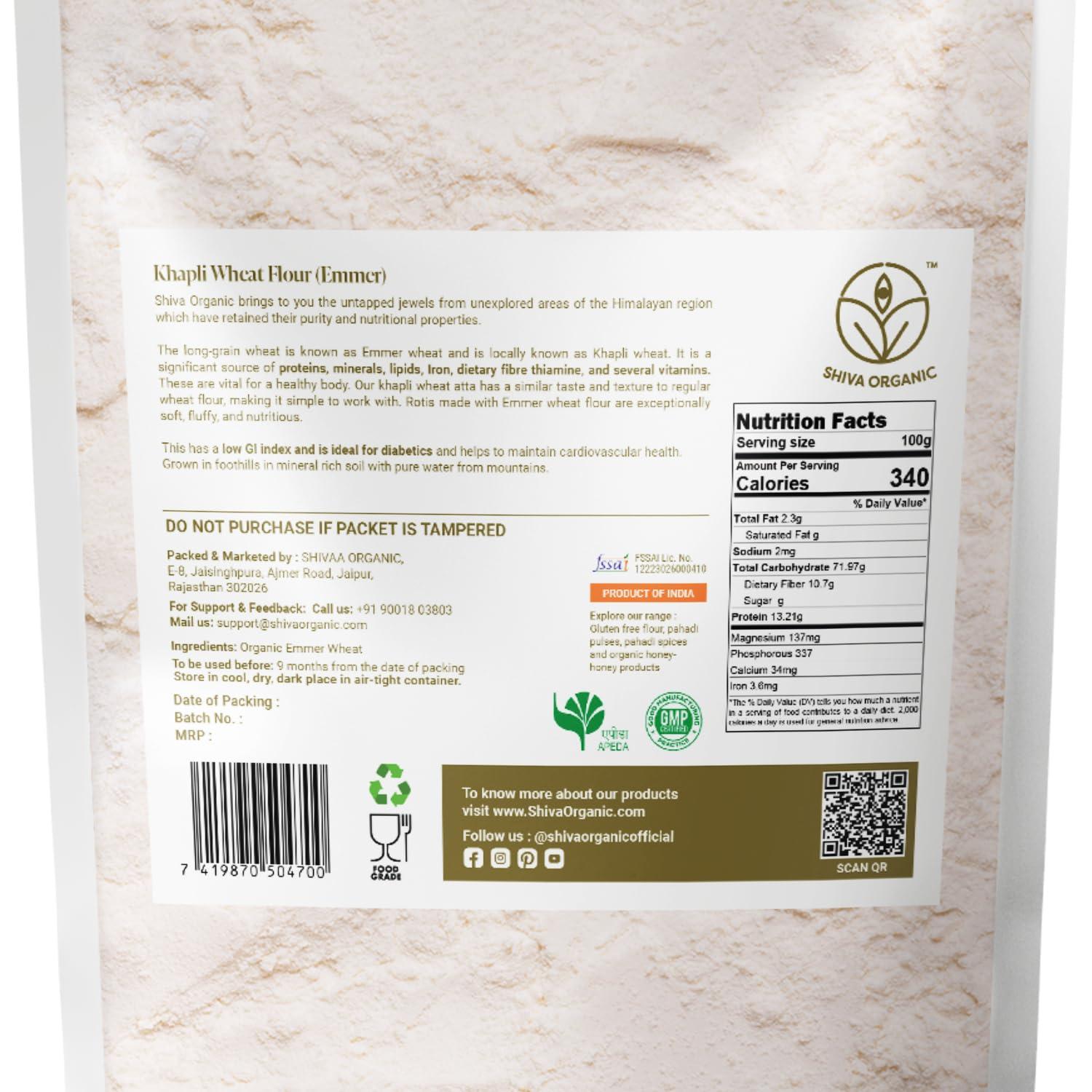Shiva Organic Khapli Wheat Atta - 4.5 kg | Emmer Wheat Flour | High Fiber, Low Gluten, Ancient Grain with Abundant Bran - Image 2