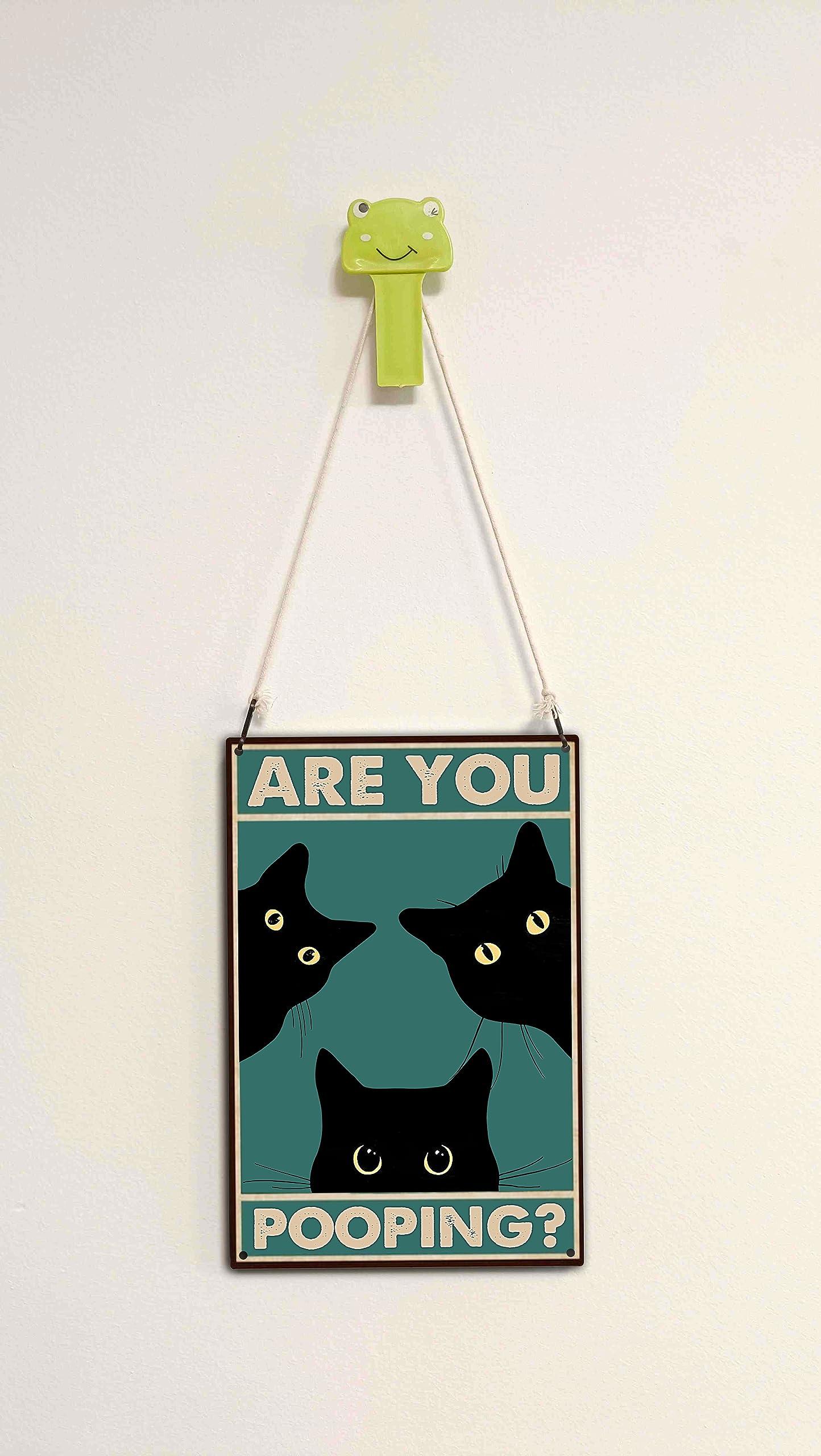 Funny Black Cat Wall Art - "Are You Pooping?" Vintage Bathroom Decor Poster - Retro Gothic Home Decor for Apartment or House, 8 x 12 Inch (918) - Image 4