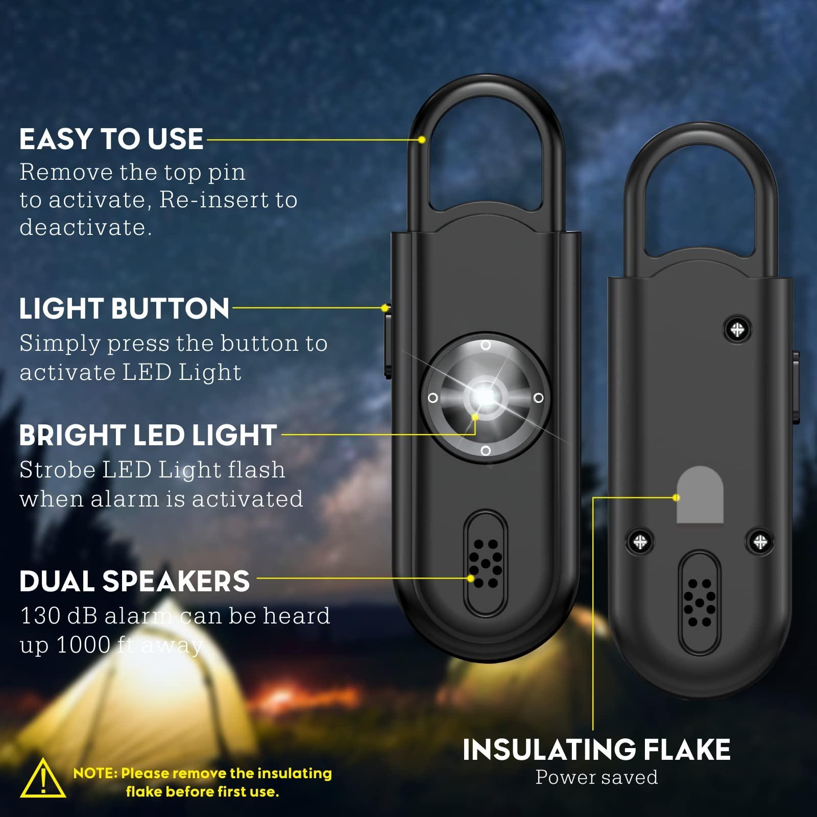 Softvox Personal Safety Alarm Keychain for Women 2PCS -130 dB Loud Siren with SOS Strobe Light, Flashlight, Double Speakers, Safe Defense Key Chain for Girls Kids Elders Emergency Call - Image 3