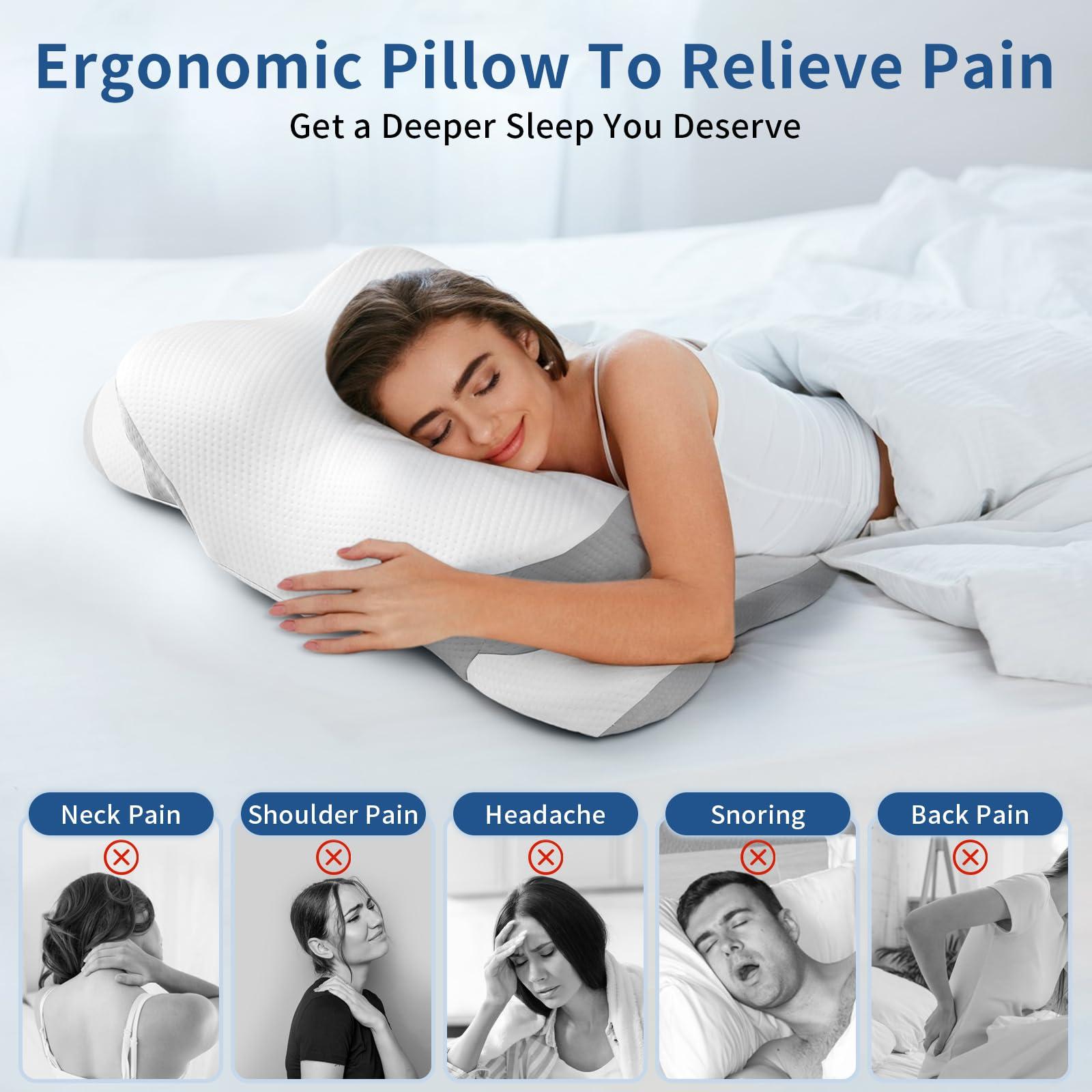 Ericbestseller Cervical Neck Pillow for Pain Relief - Memory Foam Cooling Pillow for Side Sleepers, Adjustable Orthopedic Pillow with Removable Breathable Cover, Neck Support Pillow for Adults - Image 5