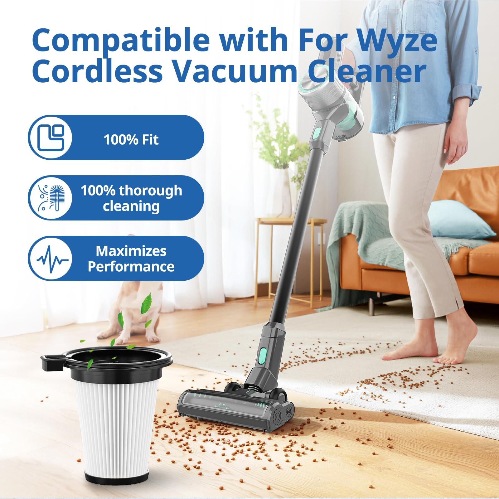 4 Pack Replacement Filters Compatiable with Wyze Cordless Vacuum Cleaner, Removable and Washable HEPA Filter Accessories Part Set with 1 Cleaning Brush for Wyze Handheld Cordless Vacuum Cleaner - Image 3