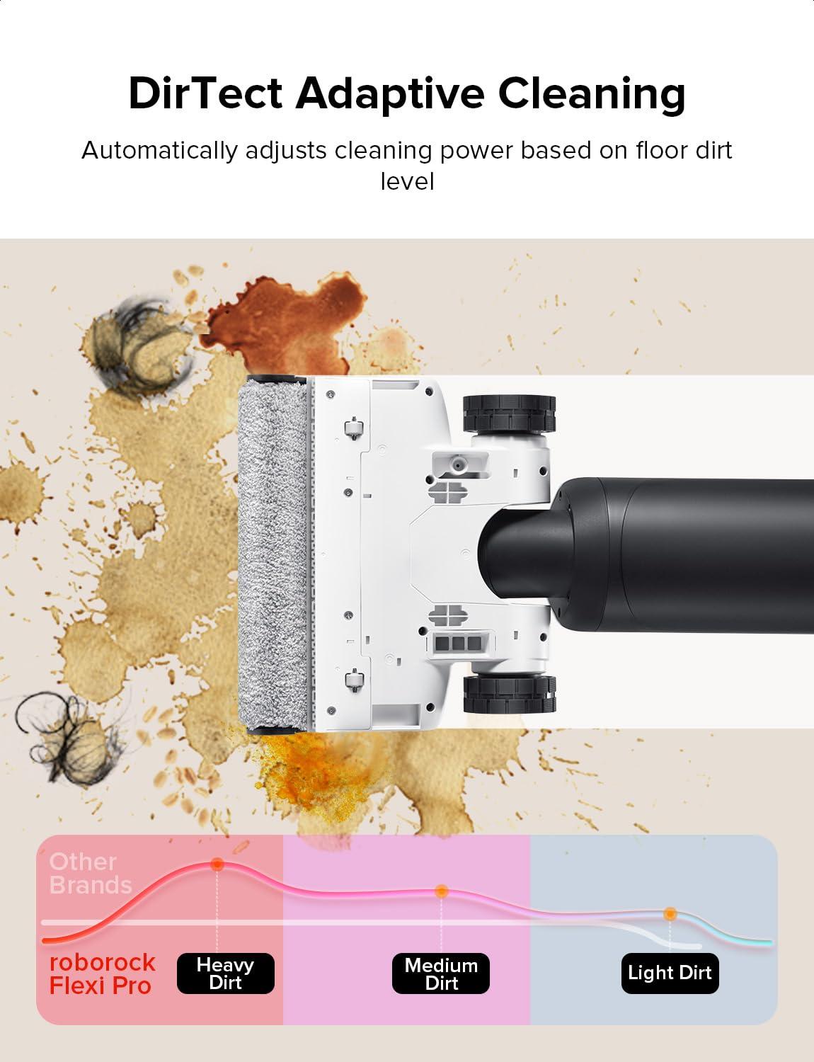 roborock Flexi Pro Wet Dry Vacuum Cleaner, Cordless Vacuum Mop with Hot Water Self-Cleaning and Hot Air Drying System, FlatReach, Edge-to-Edge Floor Cleaner with 17000Pa for Tiles and Hard Floors - Image 8