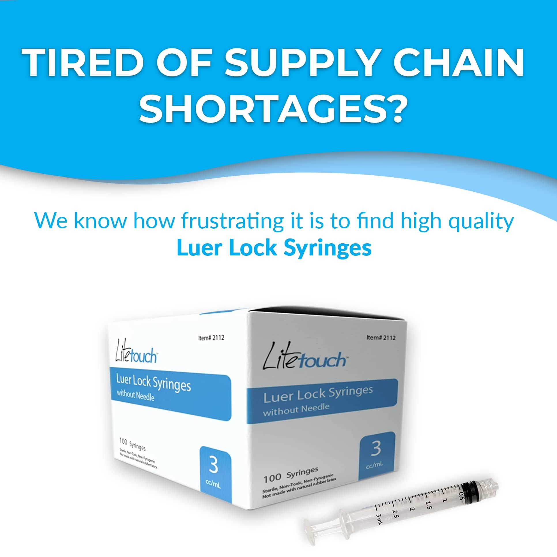 LiteTouch 3mL Luer Lock Syringe, Sterile, Individually Sealed - 100 Syringes per Box (no needle) - Image 6
