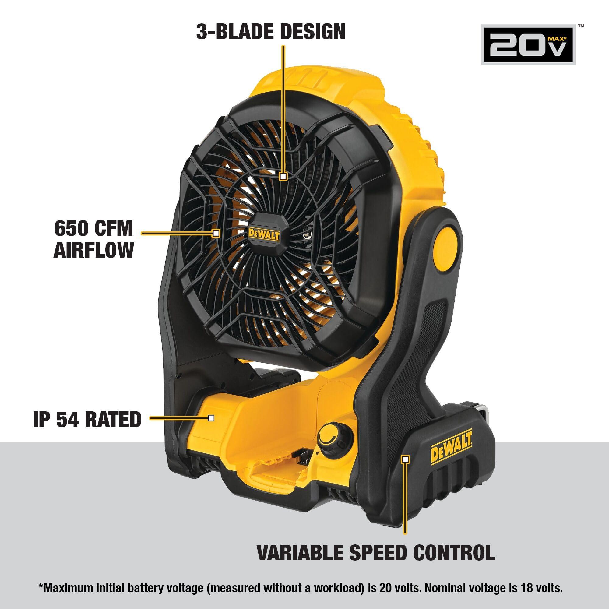 DEWALT 20V MAX Jobsite Fan, Cordless, Portable, Bare Tool Only (DCE512B) - Image 3