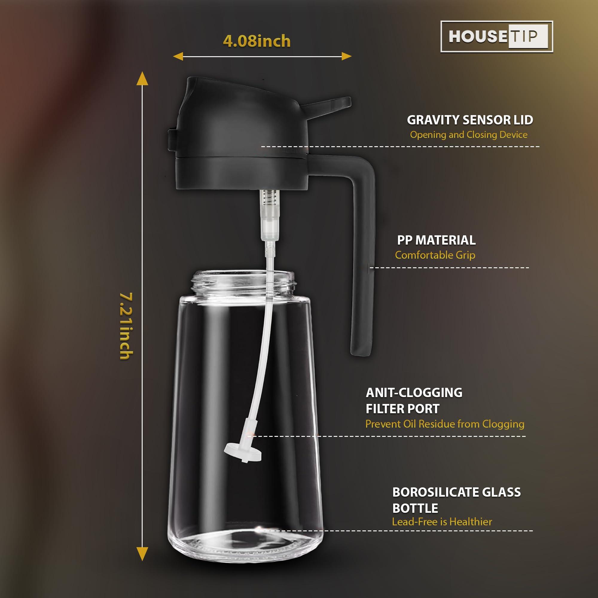 Housetip Oil Dispenser For Kitchen, 2 in 1 Glass Olive Oil Dispenser Bottle Spray And Pour, 16.9 Oz/500ml & Oil Sprayer For Cooking, Prefect For Air Fryers, Salad Dressing, BBQ and Grilling - Image 2