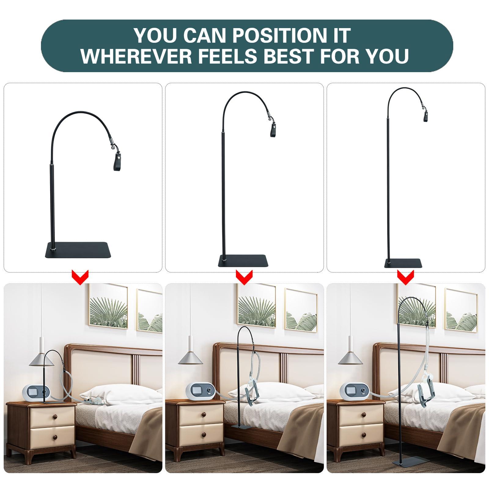 CPAP Hose Holder, CPAP Hose Holder for Bed Adjustable Height and Angle, CPAP Hose Hanger CPAP Tube Holder Avoid Hose Entanglement, CPAP Holder Bedside Anti-Rust Alloy, Black - Image 6