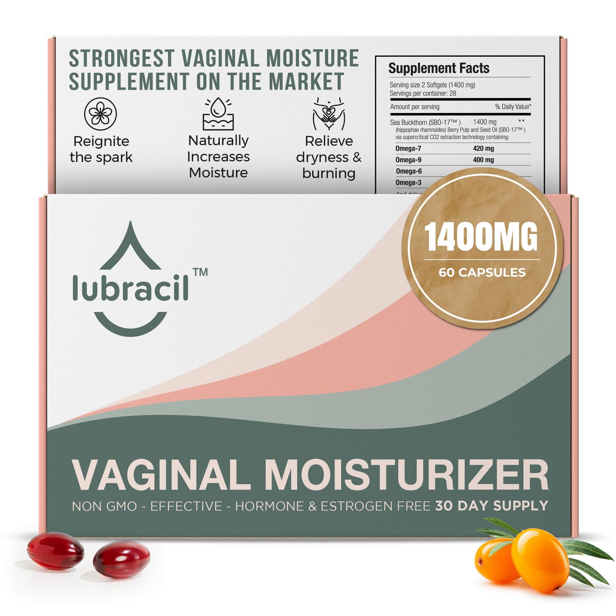 Lubracil Daily Vaginal and Intimate Moisturizer for Feminine Products- Helping with Vaginal Atrophy, Dryness and Itchiness with Sea Buckthorn Oil, Omegas 6, 7, & 9, Vitamins A & E - 60 Wet Pills
