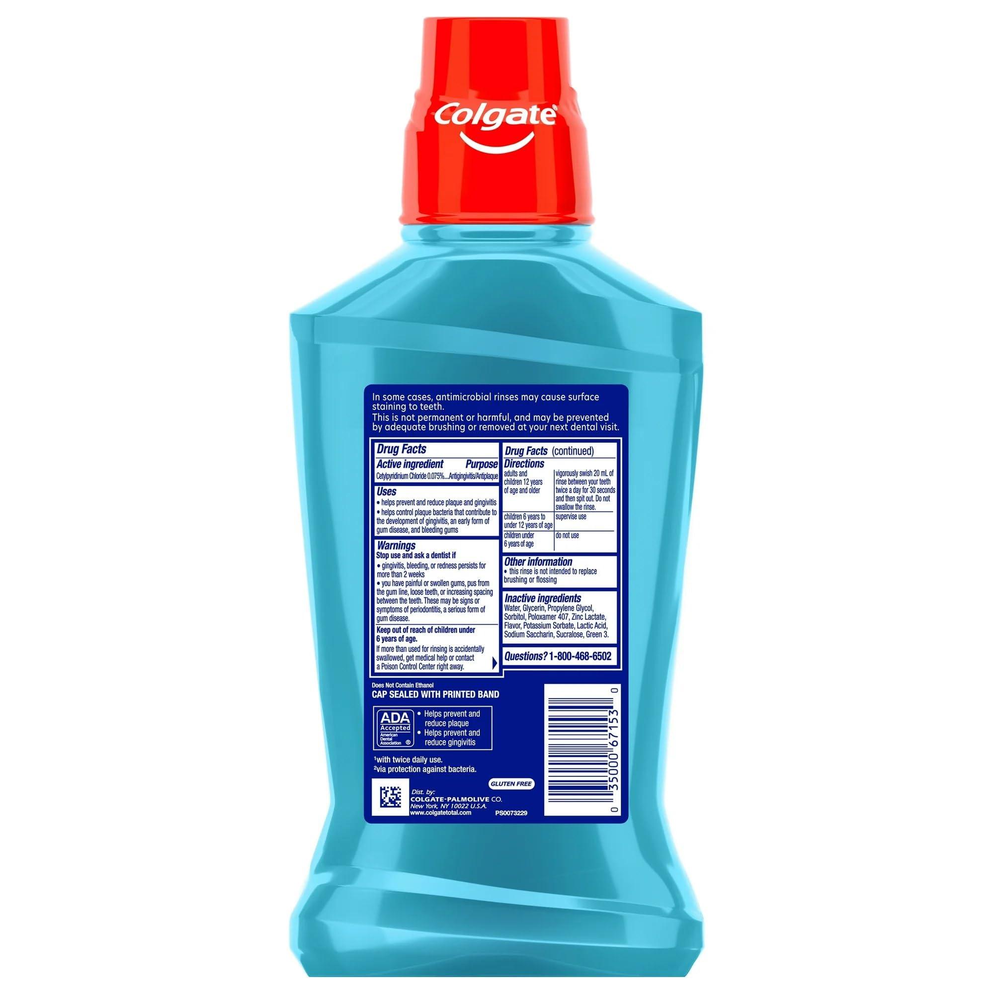 Colgate Total for Gum Health Mouthwash, Clean Mint - 500mL, 16.9 fluid ounce(Pack of 6) - Image 3