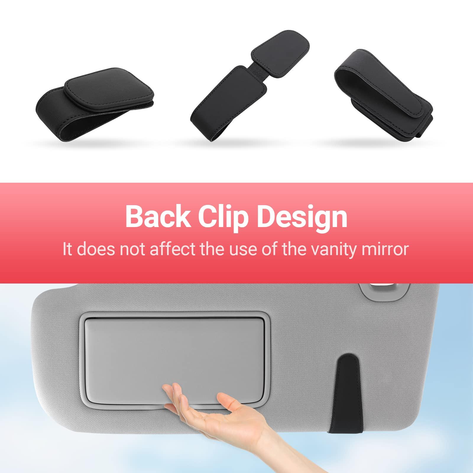 KanSmart Sunglass Holder for Car Sun Visor, Magnetic Sunglasses Clip, Leather Glasses Eyeglass Holder and Ticket Card Clip, Auto Interior Accessories Universal for Car SUV Truck Pickup -Black - Image 6