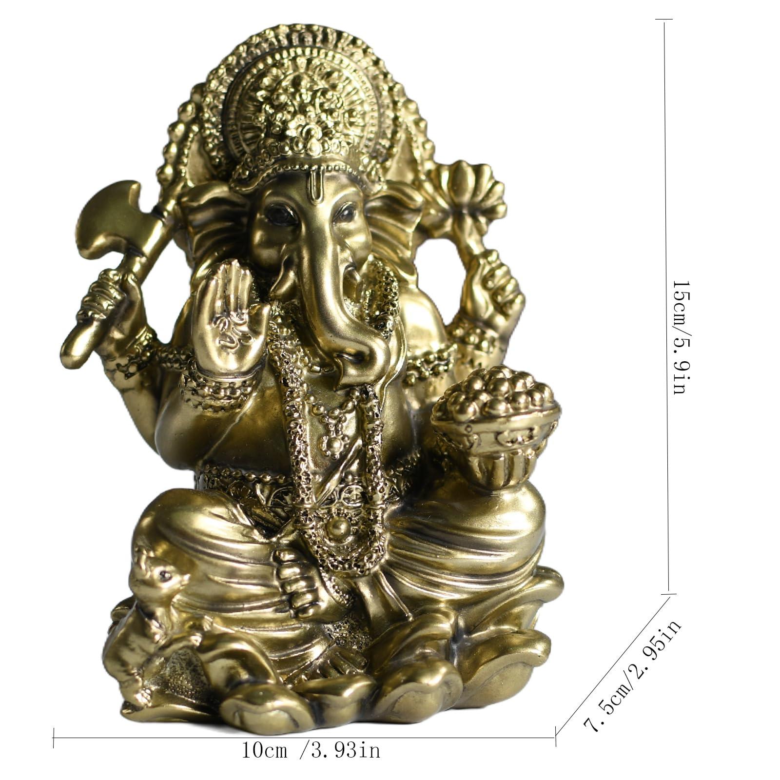 Ganesha Statue Hindu God Resin Figurine - Hand Painted Indian Elephant Deity Sculpture for Home Altar, Office Desk Decor - 6" Ganesh Idol for Diwali Gifts Meditation Yoga Room Altar Decoration - Image 3