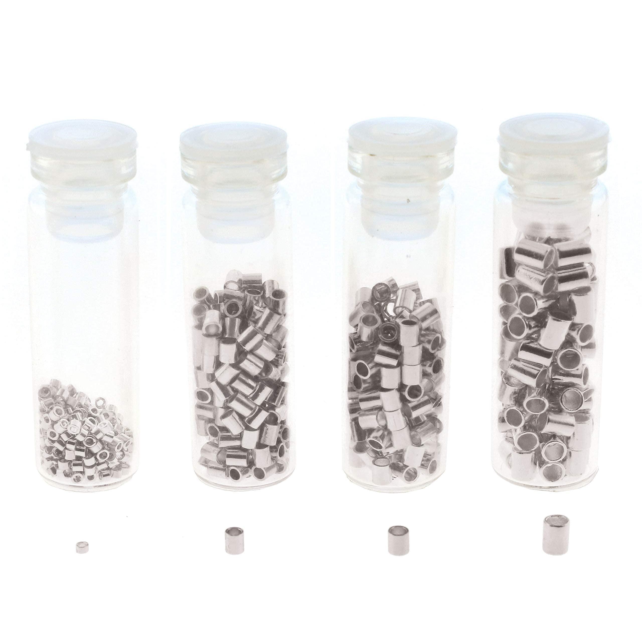 The Beadsmith Tube Crimp Beads, Basic Elements, 4 Vials in Assorted Sizes, Silver Color, Uniform Cylindrical Shape, No Sharp Edges, Designed to Secure The Ends of Jewelry Stringing Wires and Cables - Image 2