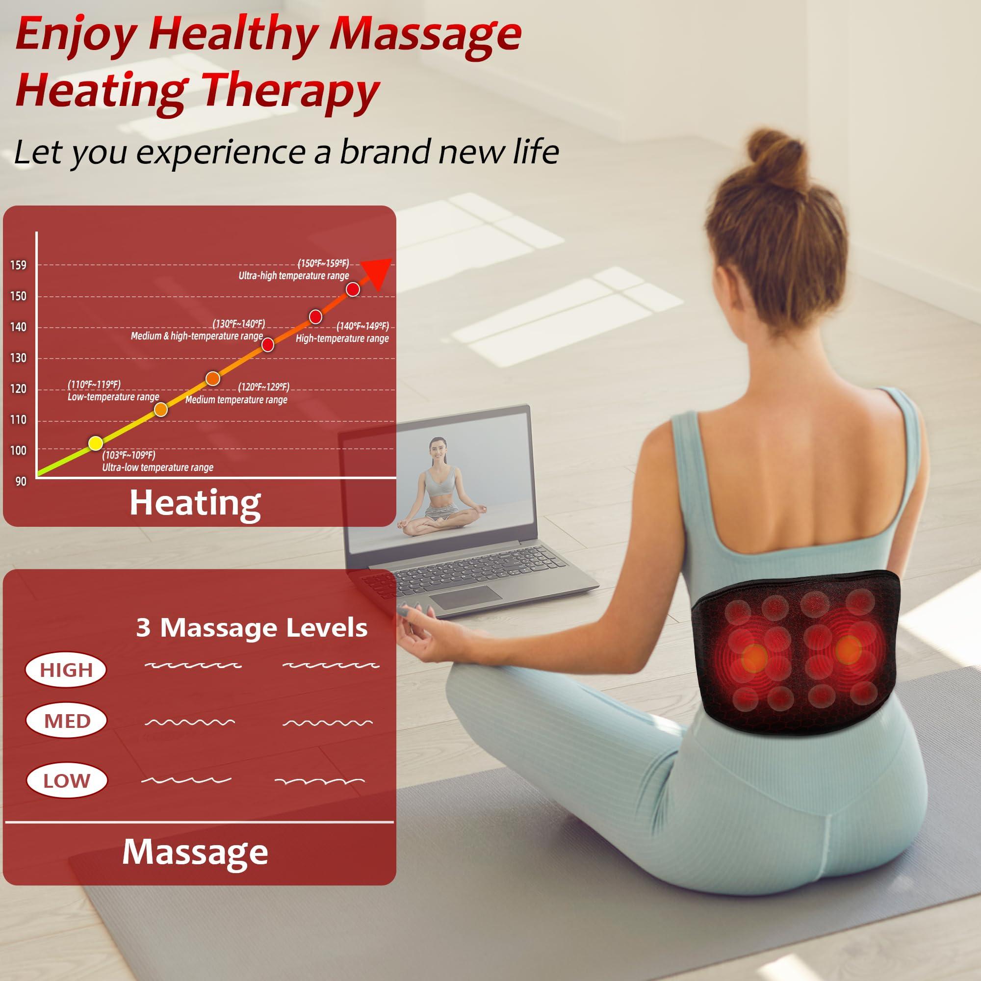 UTK Far Infrared Vibrating Heating Pad with Vibration Massage for Lower Back Pain. 3 Vibration Modes, Smart Controller, Hot Enough (103℉-159℉)，Back Pain Relief,S-XXXXL - Image 3